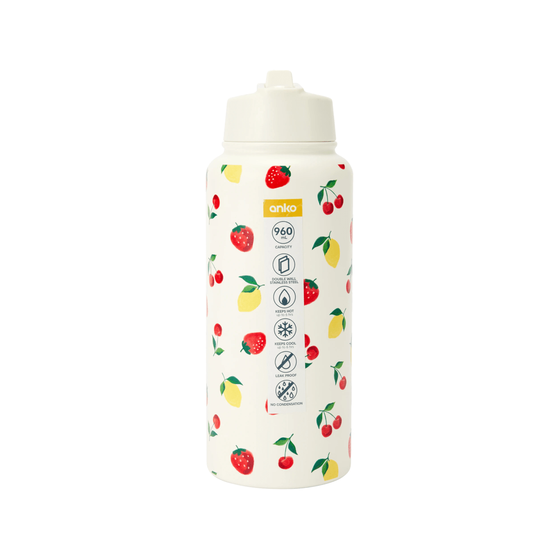 6 960ml Double Wall Insulated Cylinder Drink Bottle - Fruits, 6 of 6