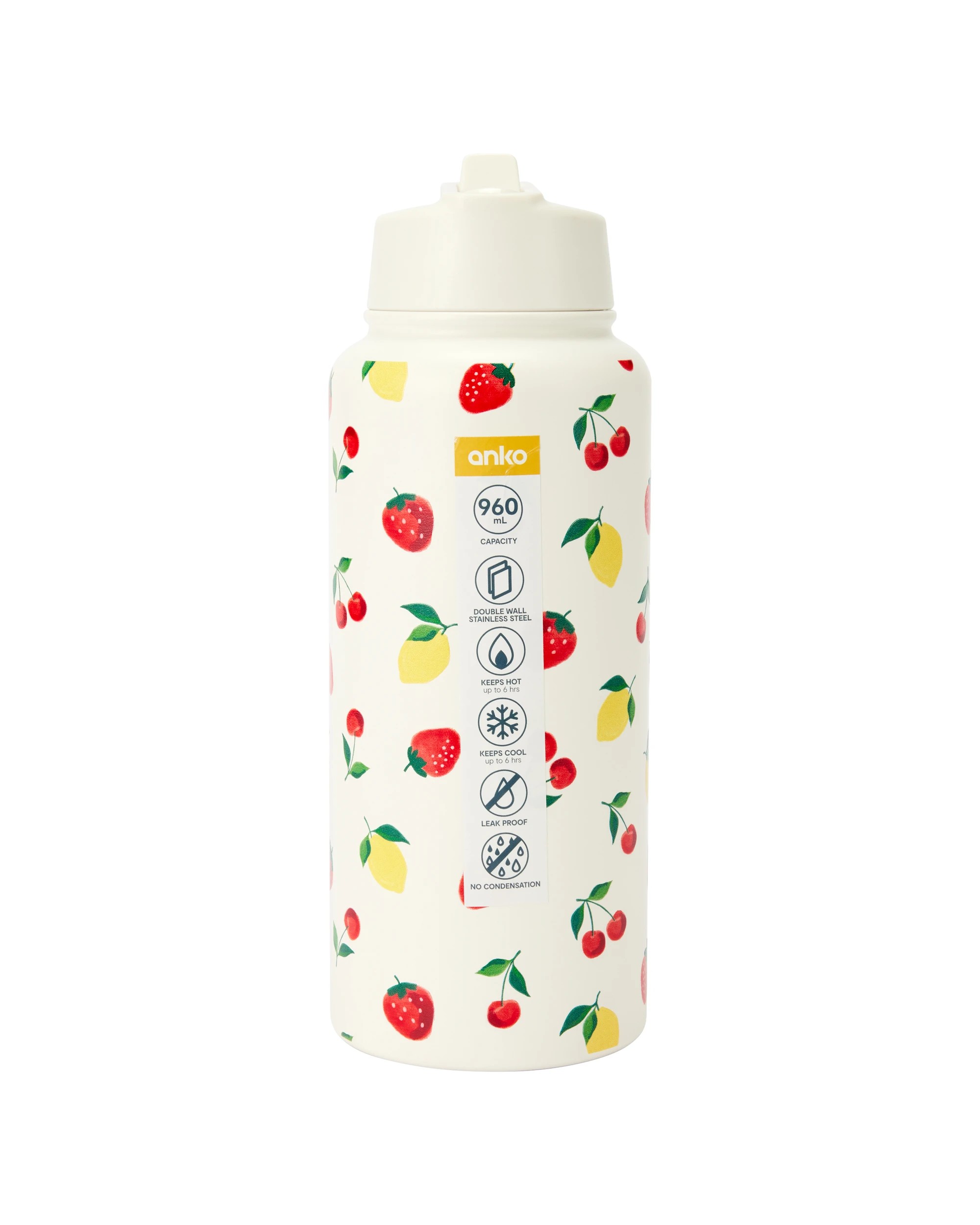 6 960ml Double Wall Insulated Cylinder Drink Bottle - Fruits, 6 of 6
