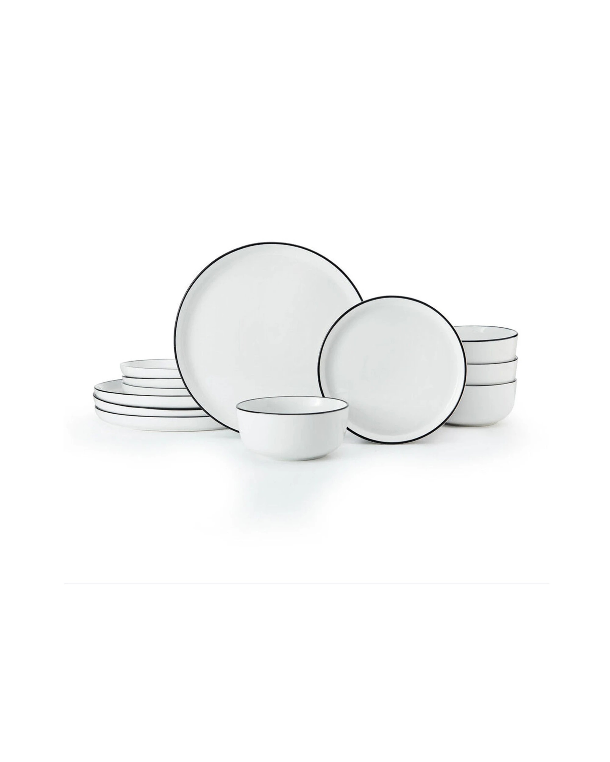 4 Mikasa Limestone 12pc Porcelain Dinner Set Functional Luxe Monochrome - White, 4 of 6