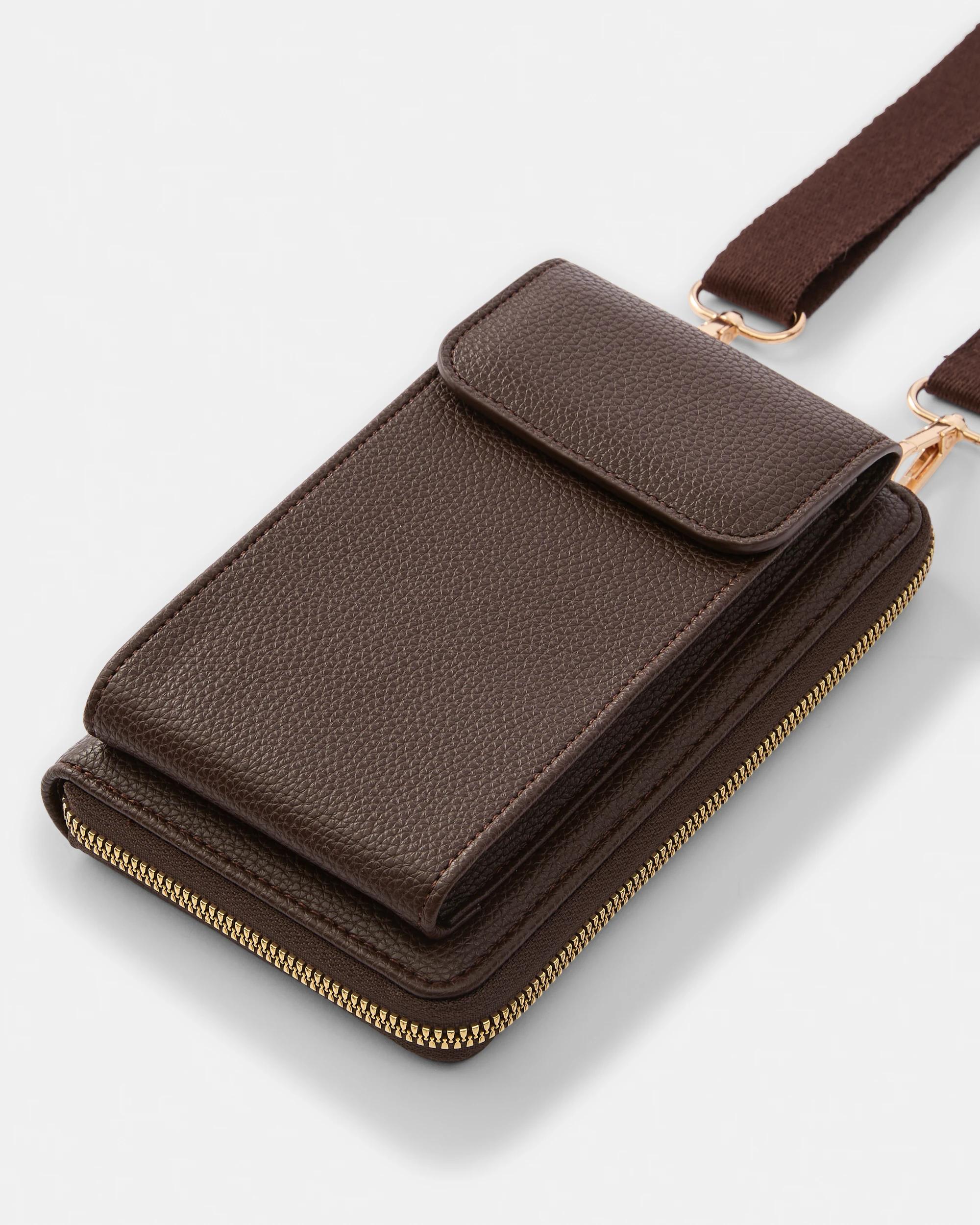 3 Crossbody Phone Wallet Bag Choc Plum, 3 of 6