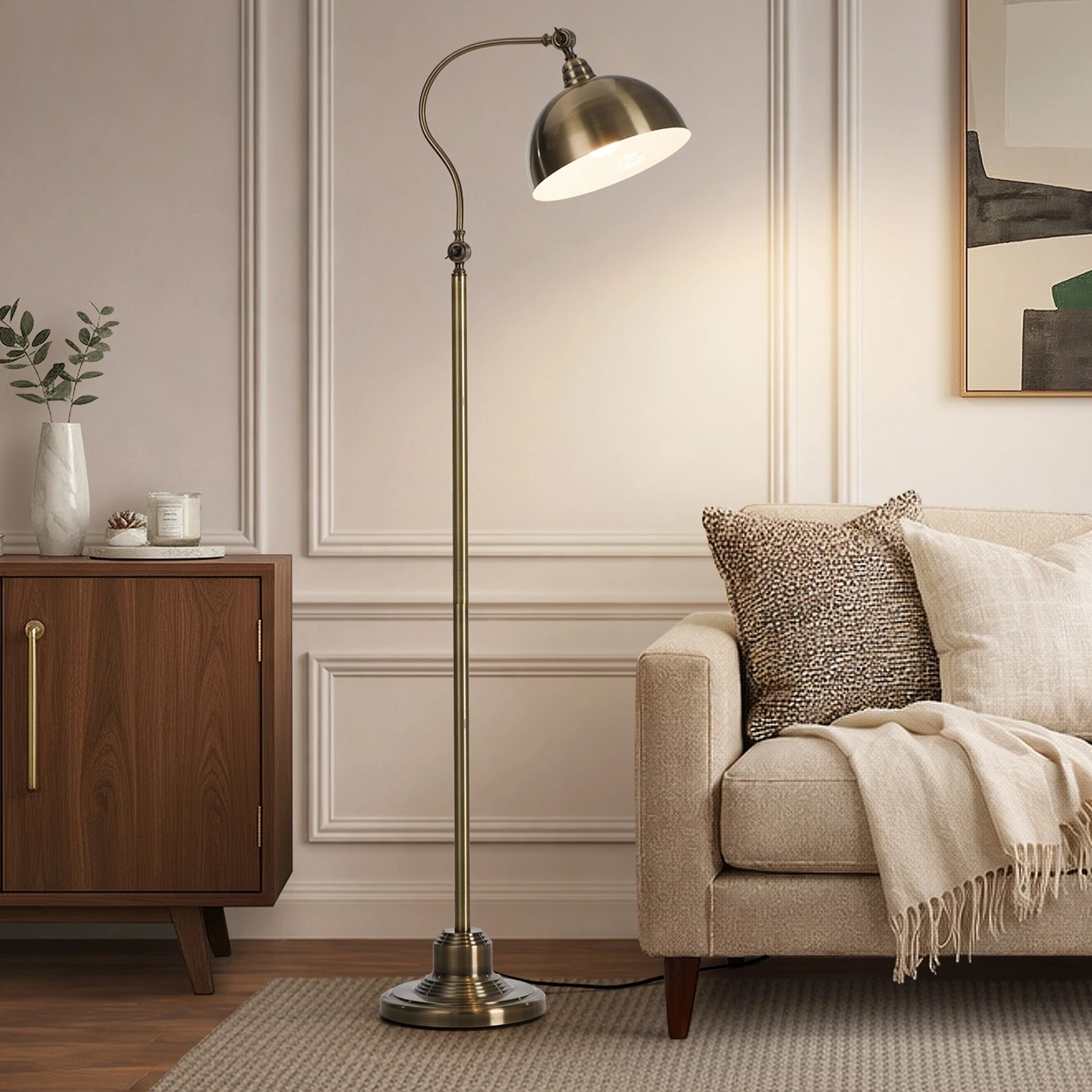 3 Oikiture Floor Lamps Standing Lamp Metal Frame Bronze-finish - Bronze, 3 of 9