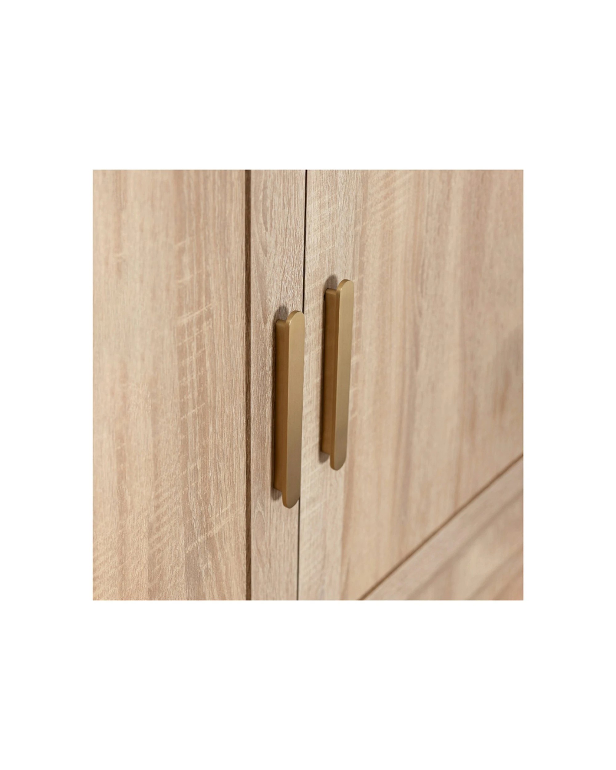 2 European Cabinetry Stockholm Storage Cupboard Oak Brass Oval Handle - Natural, 2 of 5