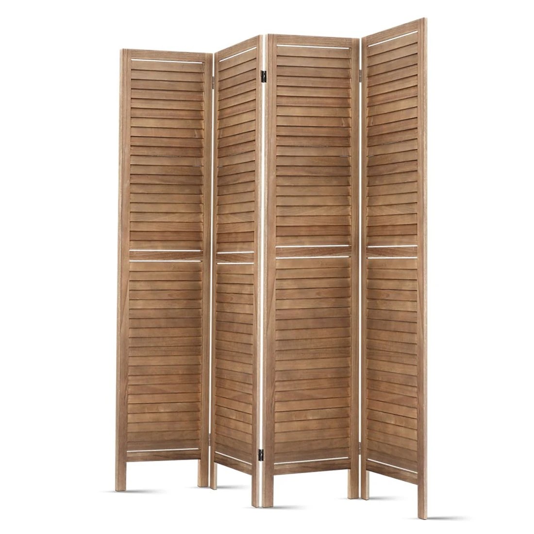 5 Artiss 4 Panel Room Divider Screen 160x170cm Louver - Brown, 5 of 8