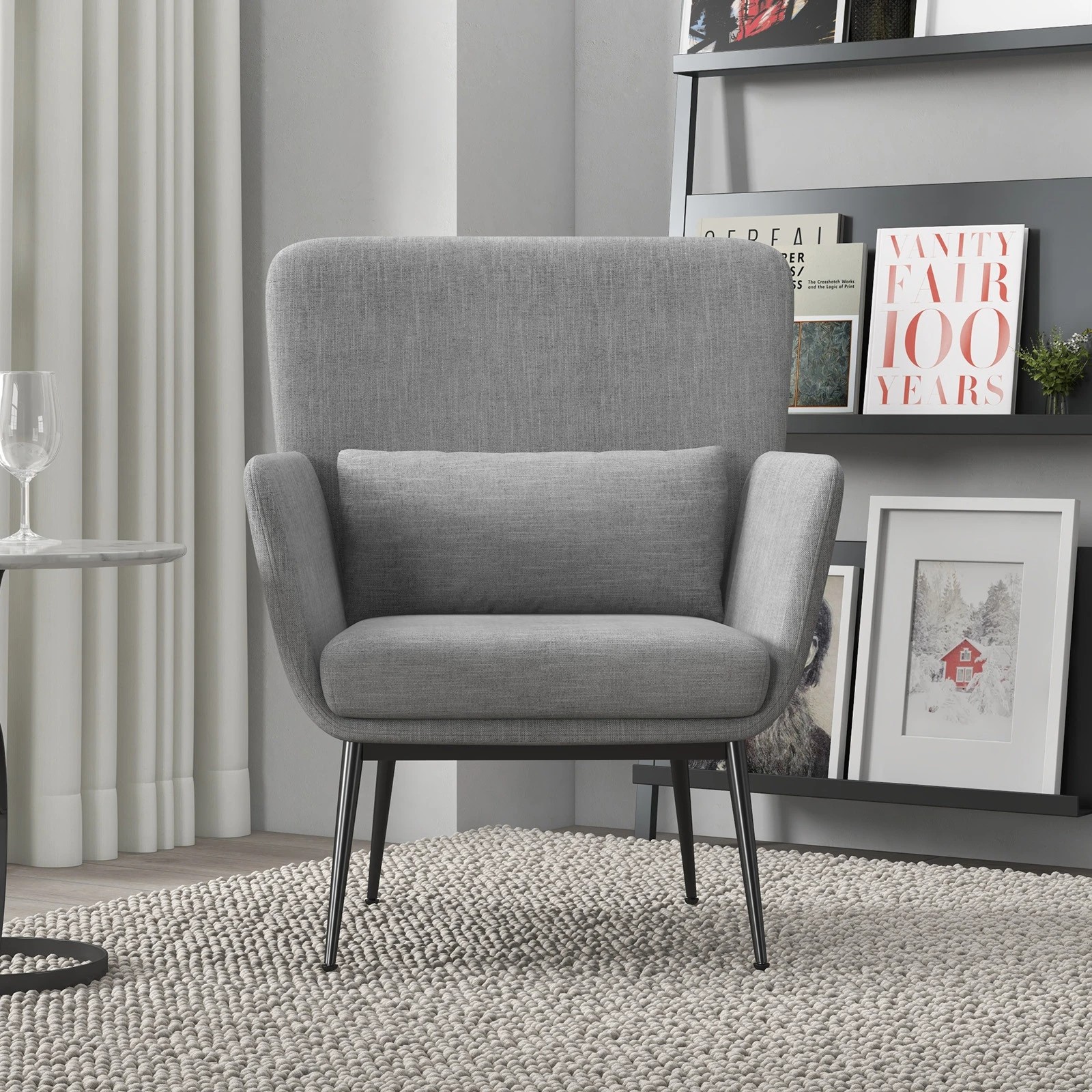 6 Casa Decor Cora Accent Chair Occasional Fabric Luxury Upholstered Light Grey - Grey, 6 of 10