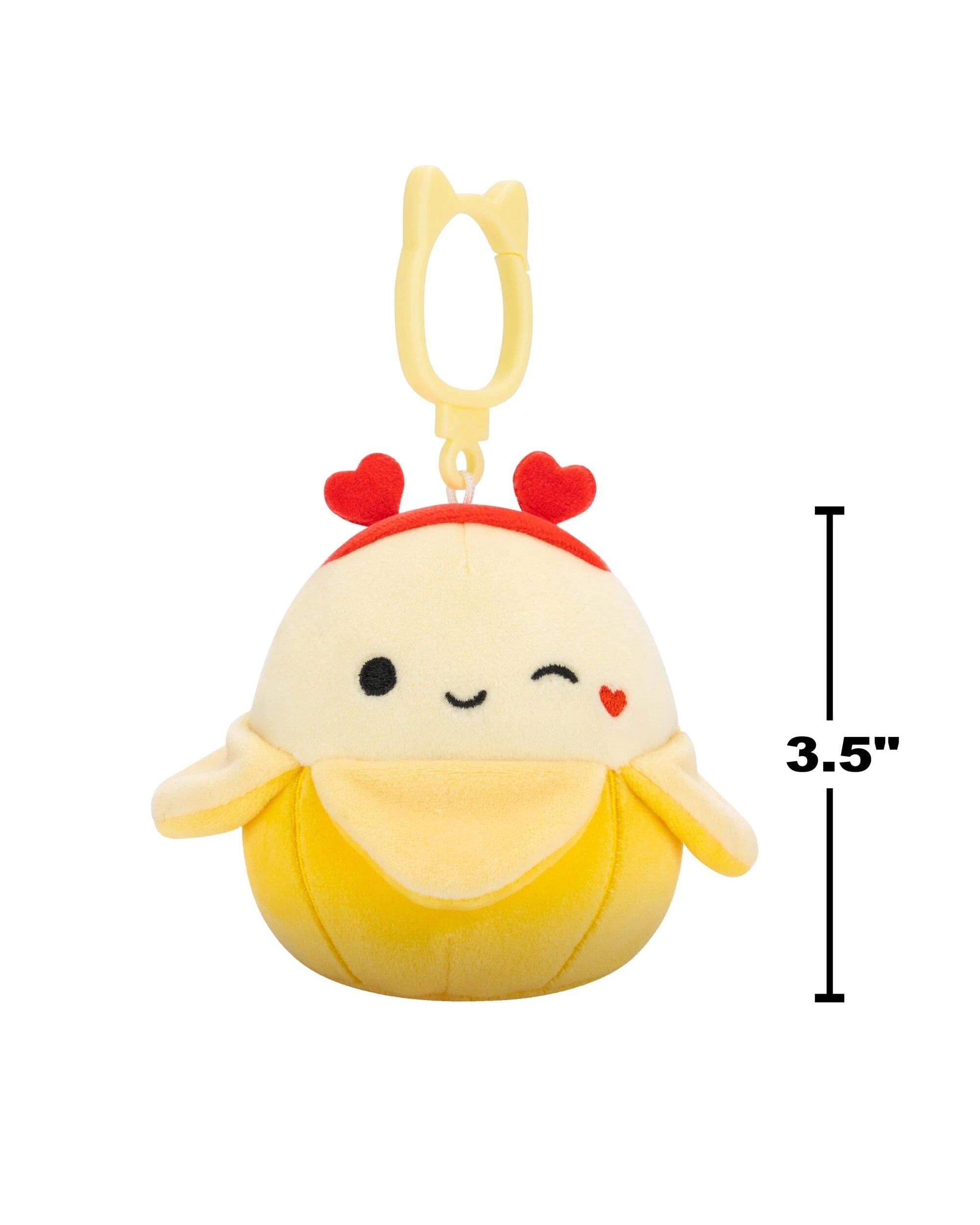 5 Squishmallows Valentines Junie the Banana 3.5 inch Clip-On Plush - Yellow, 5 of 6