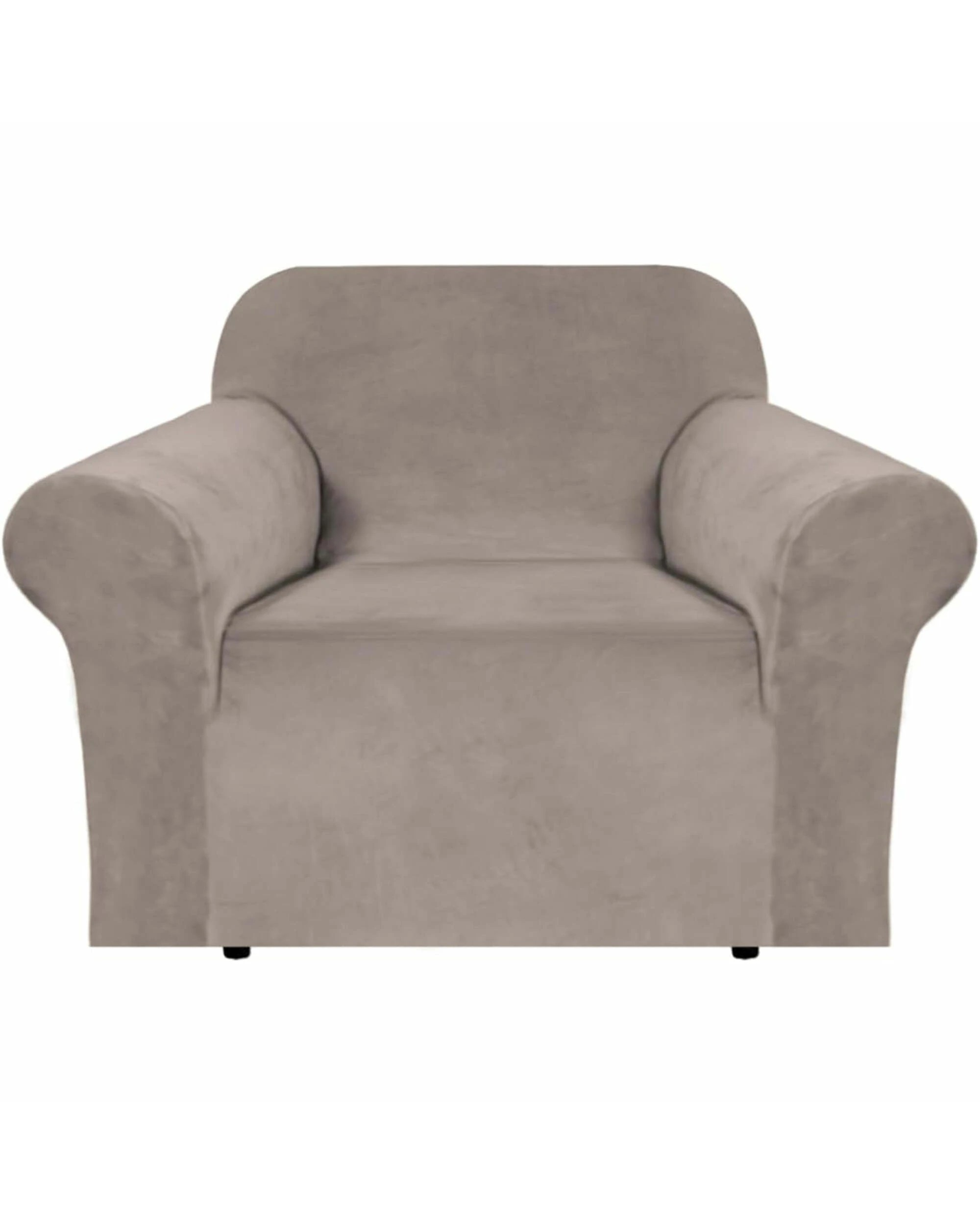 1 Smarcute 1 Seater Velvet Armchair Sofa Cover Stretch Thick Plush Fabric, 1 of 5