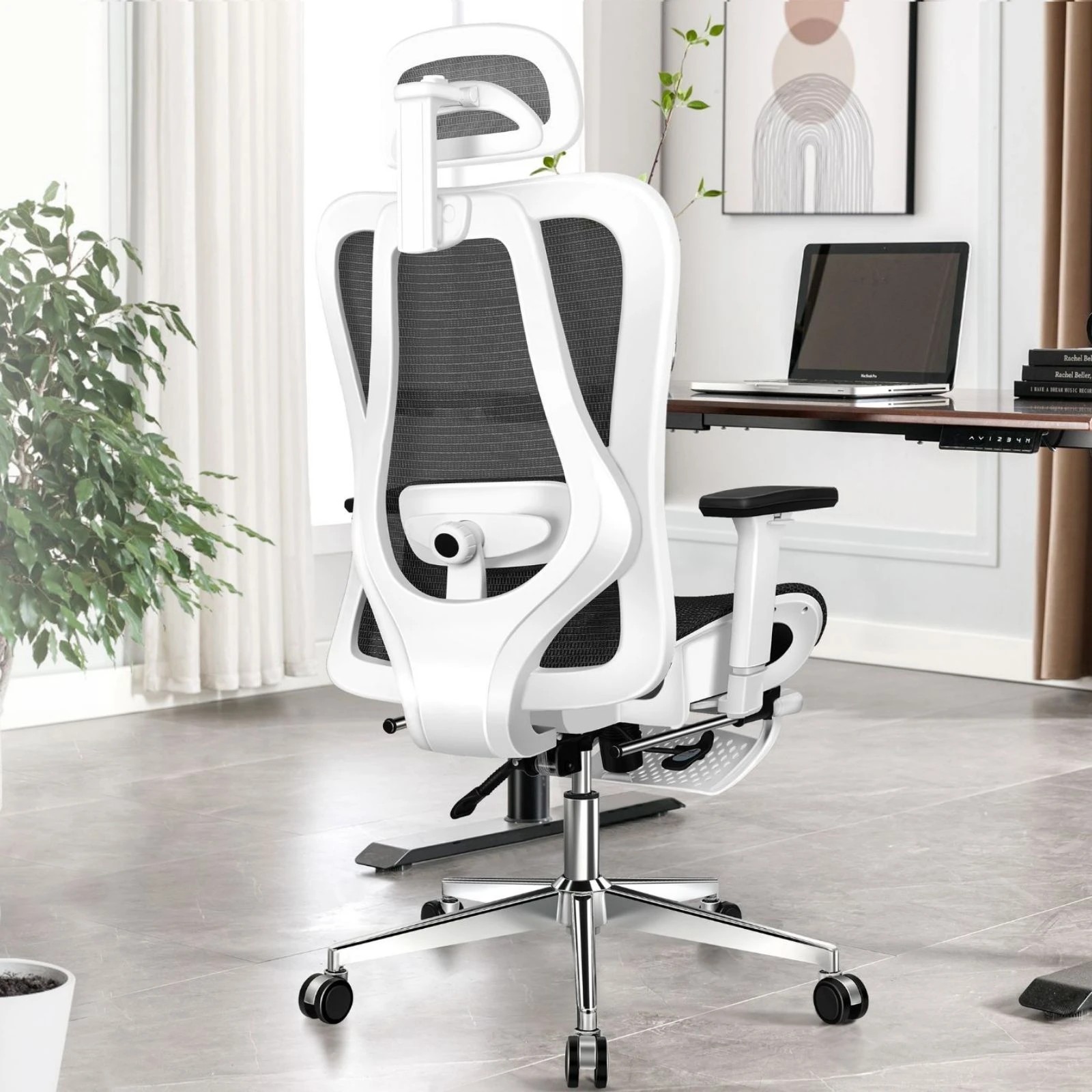 3 Alfordson Ergonomic Office Chair Mesh Executive Seat Work Computer Gaming - White Black, 3 of 10