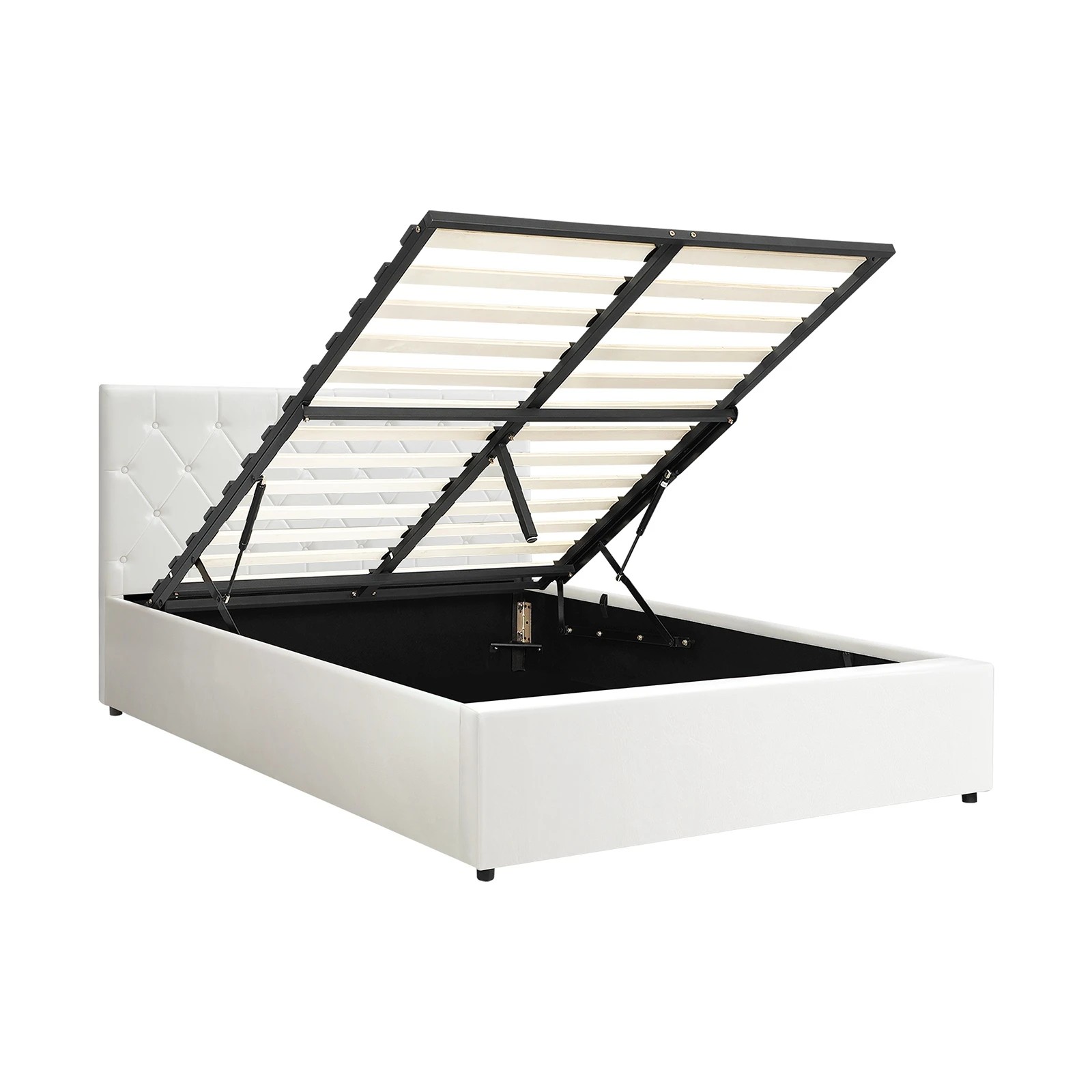 7 Oikiture Double Bed Frame Gas Lift Storage Base
 - White, 7 of 10
