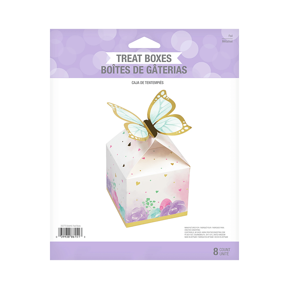 3 Creative Converting Butterfly Shimmer Lolly / Treat Boxes Pack of 8, 3 of 3