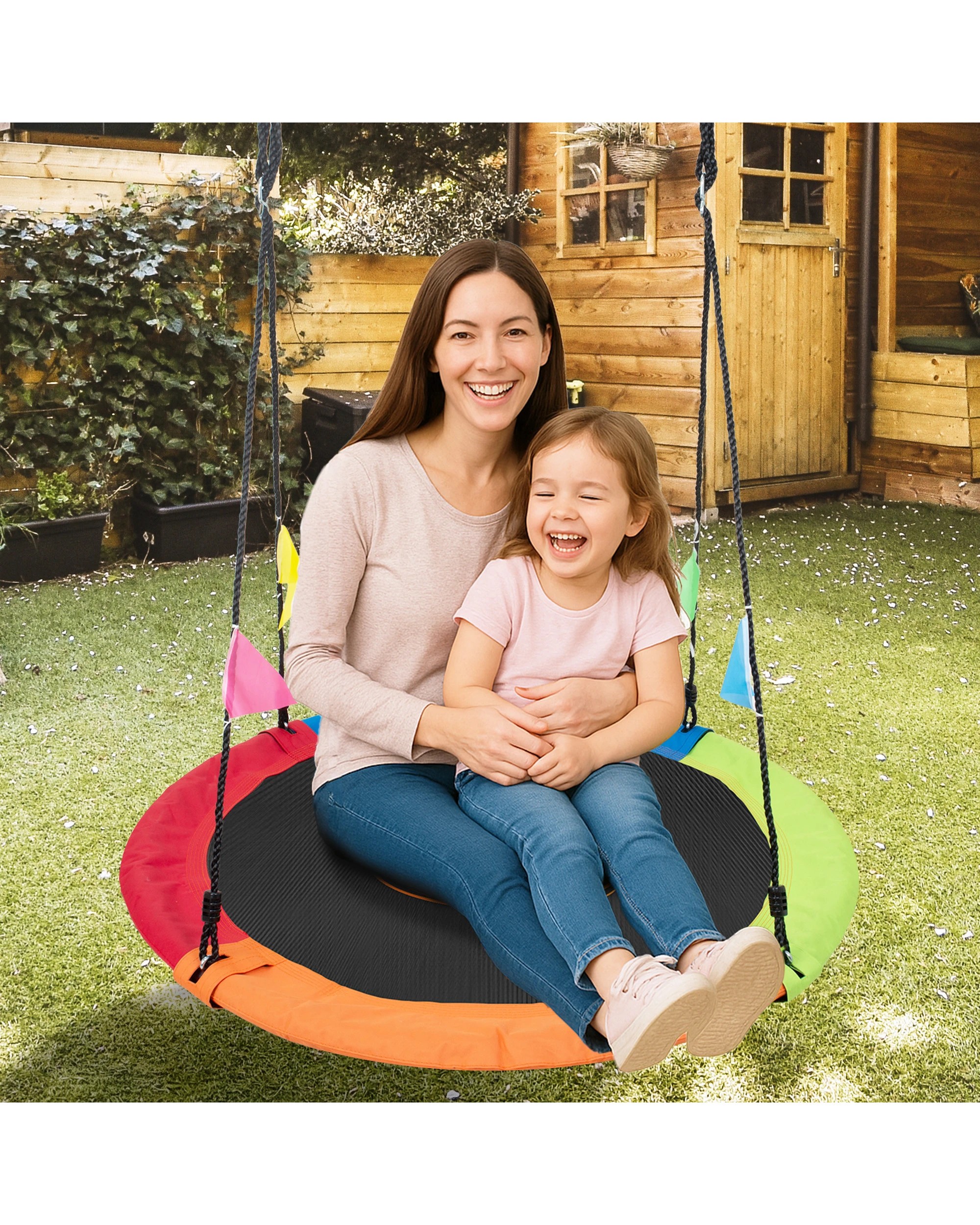 7 Kahuna Kids 1.2m Tree Saucer Swing Set Round with Hanging Straps 400kg Capacity, 7 of 8