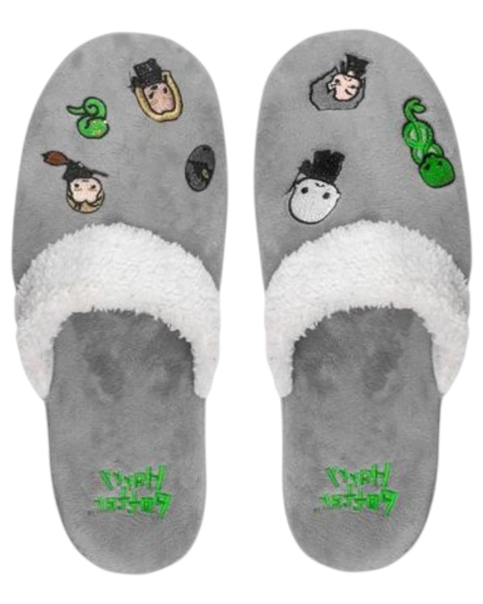 1 Harry Potter Mens Womens Dark Arts Kawaii Slippers GREY, 1 of 3
