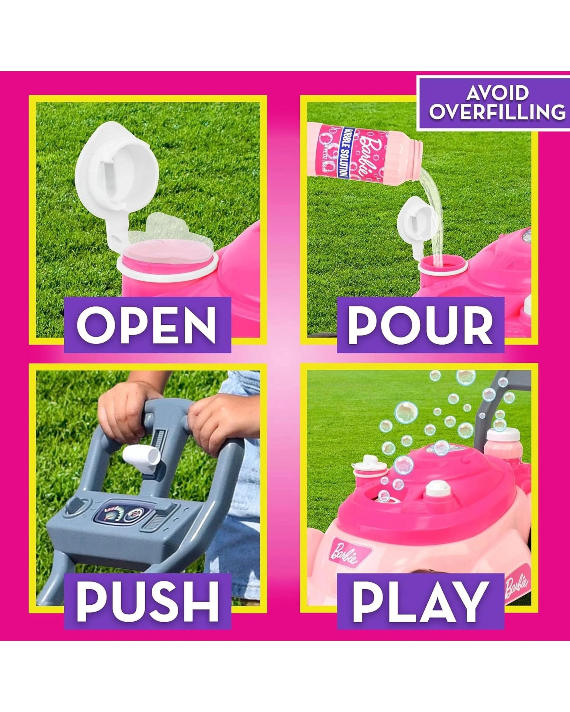 3 Barbie Bubble N Go Mower and Bubble Solution - Pink, 3 of 6