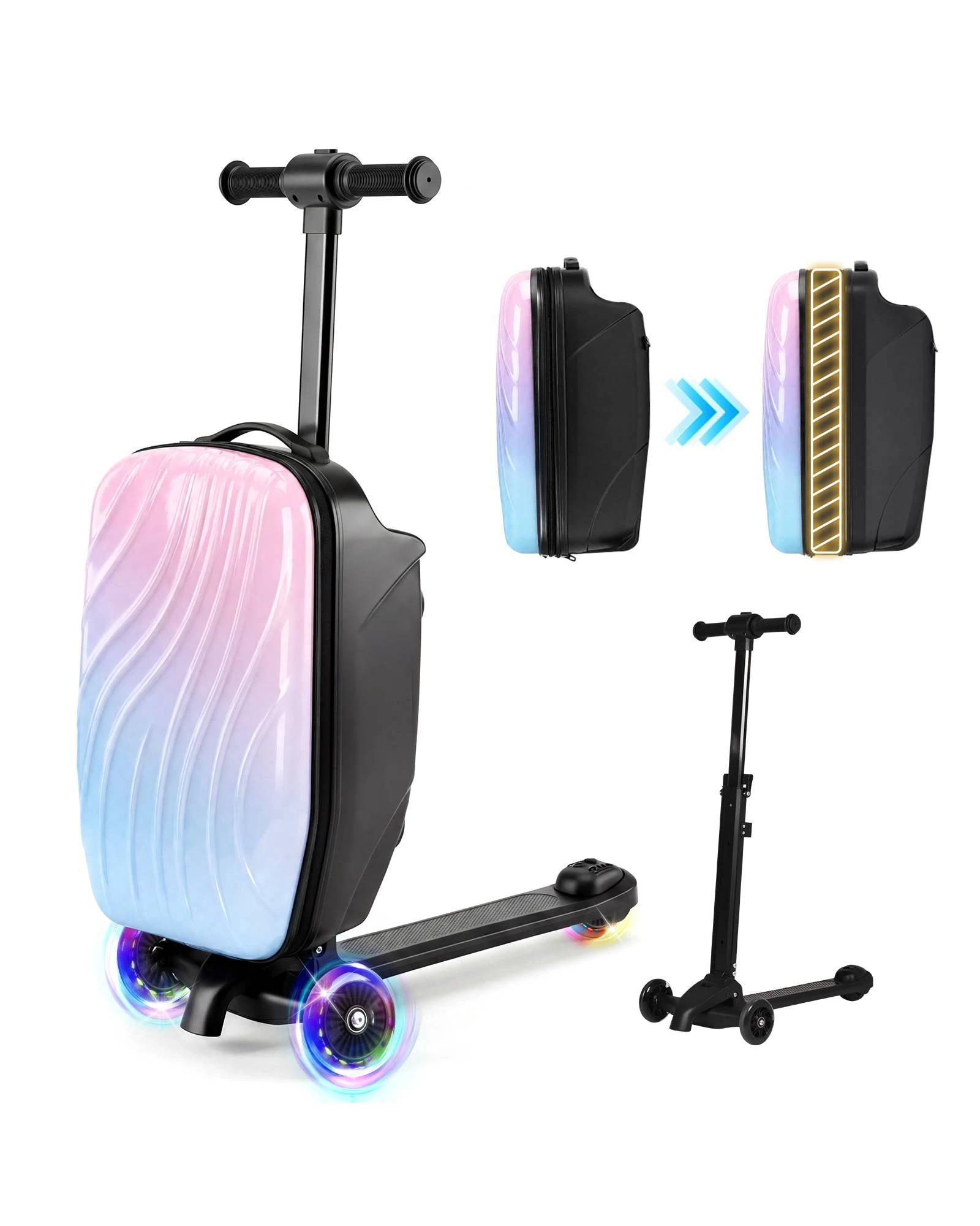 1 Advwin 4-in-1 Kids Scooter Suitcase Ride-On Luggage Carry-On Hardshell Travel Suitcase, 1 of 9