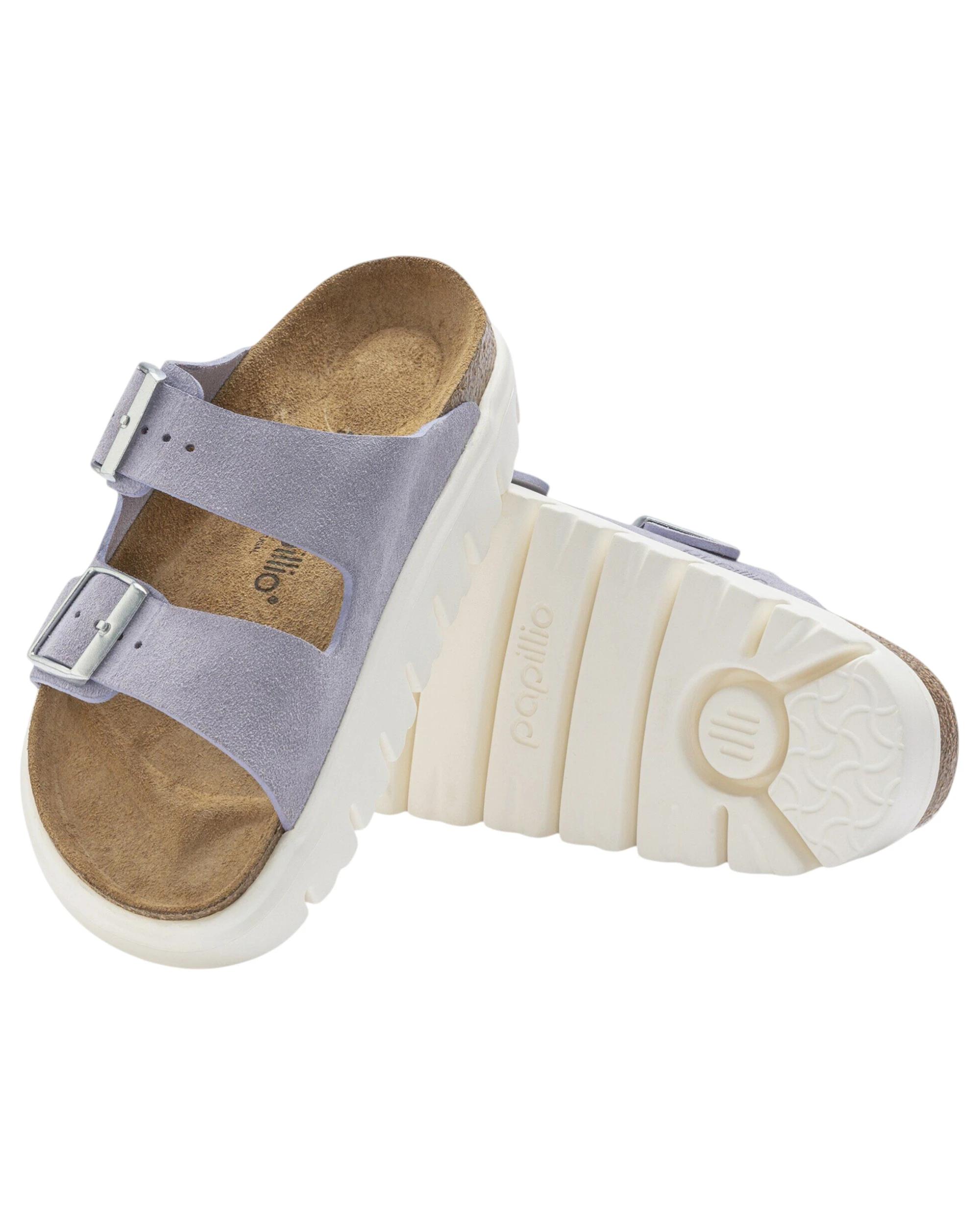 7 Birkenstock Womens Arizona Chunky Suede Leather Narrow Slip On Sandals PURPLE, 7 of 7