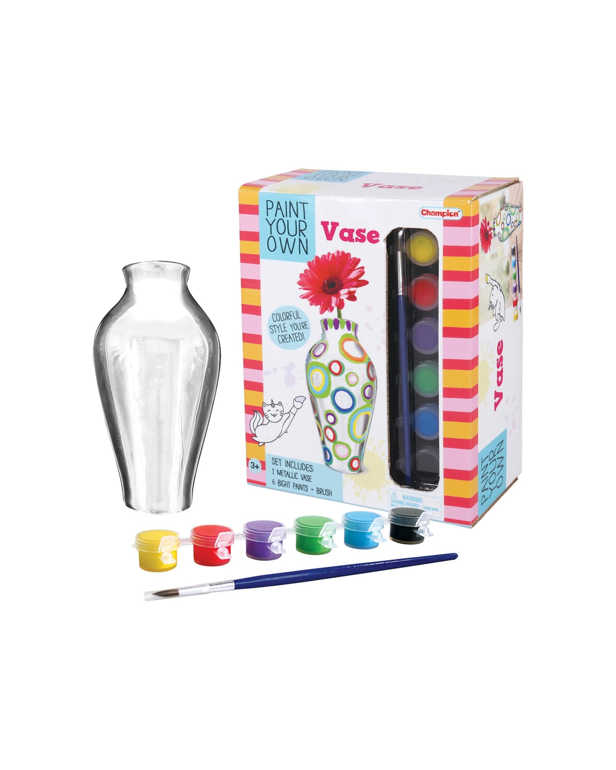 1 Kaper Kidz Pyo Metallic Painted Vase Craft Kit Ceramic Painting 8+ - Metallic, 1 of 2
