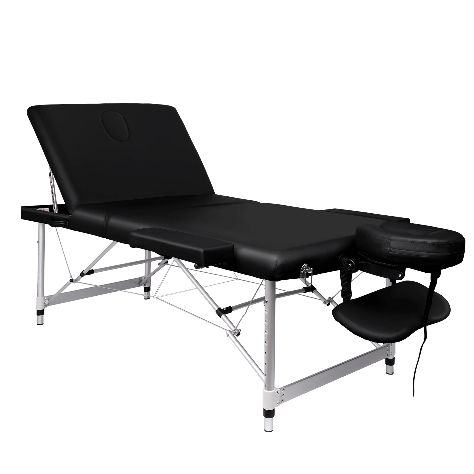 1 Alfordson Massage Table 3 Fold 85cm Foldable Portable Aluminium Lift Up Bed Desk - Black, 1 of 7