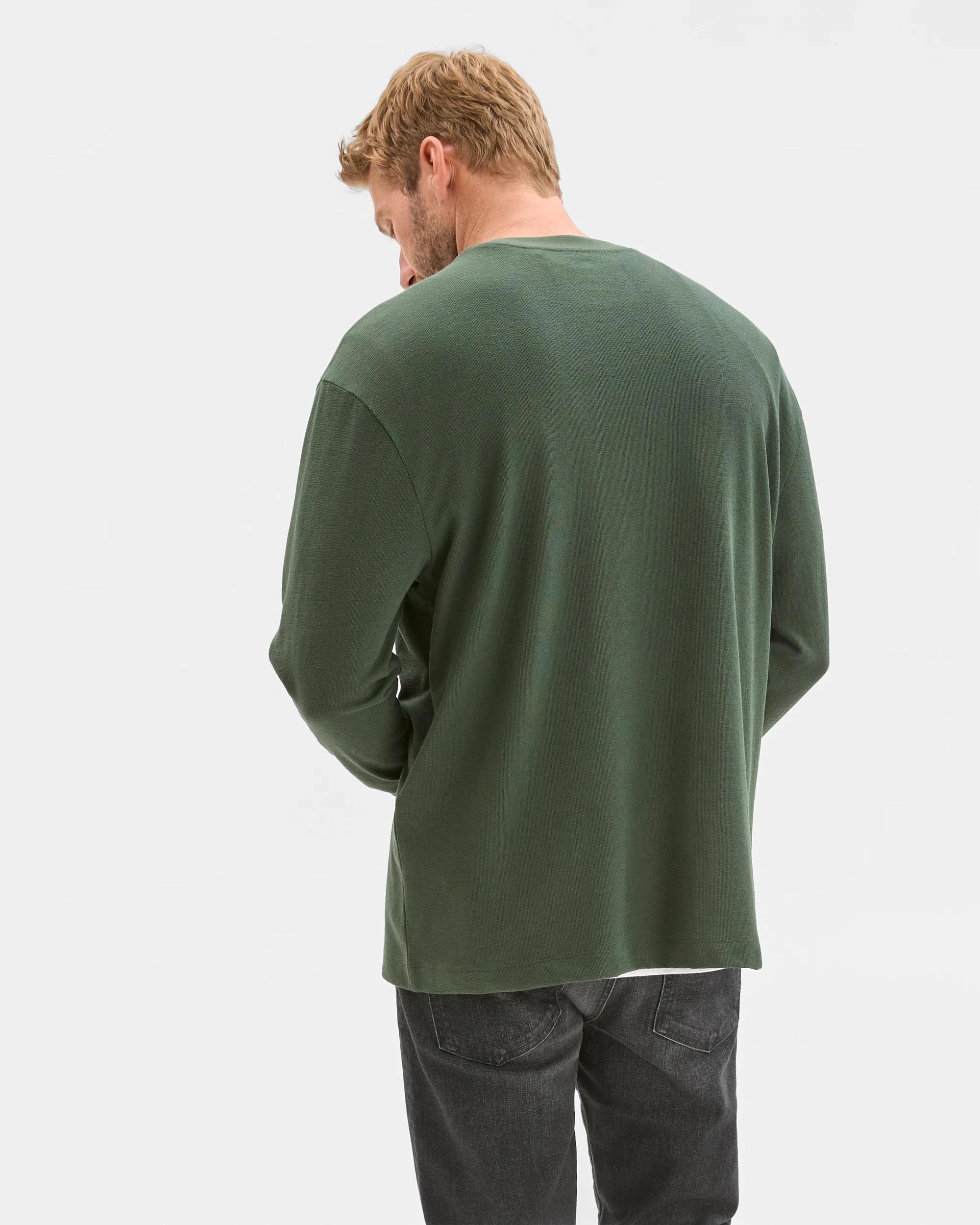 3 Target Australian Cotton Blend Long Sleeve Textured T-Shirt DARK GREEN, 3 of 6