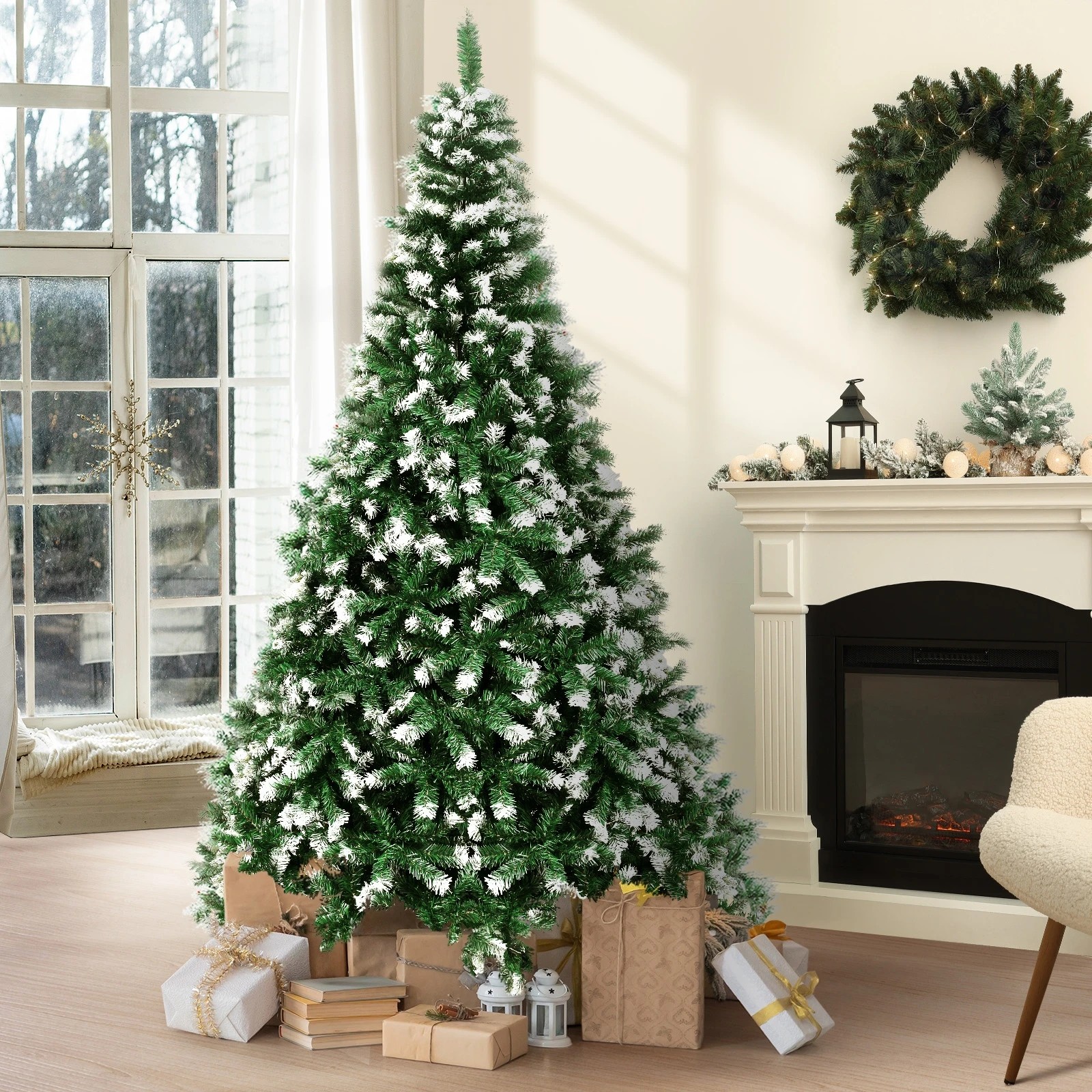 2 Tinseltown Christmas Tree 2.4M 8FT Xmas Trees Snowy Decorations 1480 Tips - Green, 2 of 8