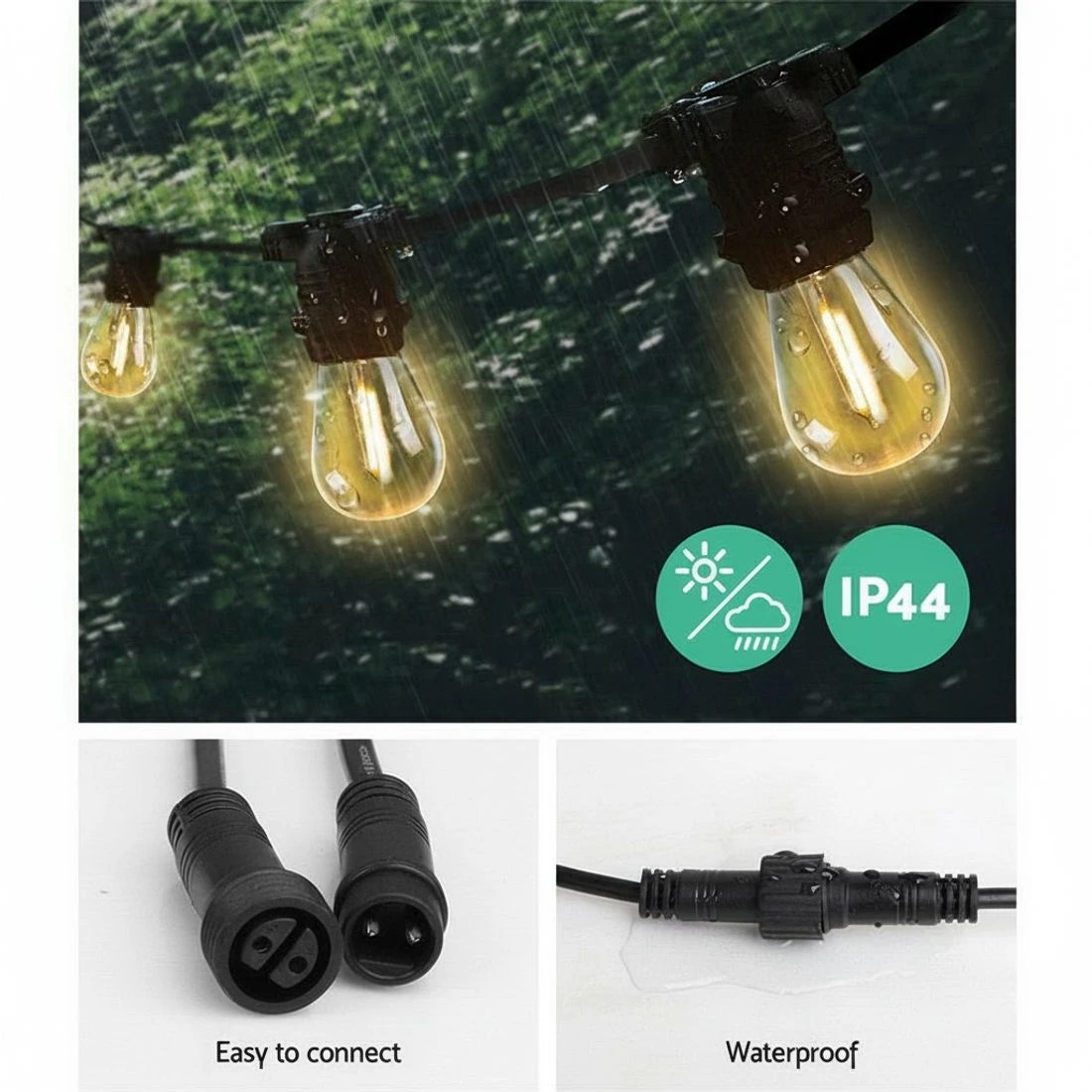 3 Gardeon 59m LED Festoon String Lights Christmas Decorations Wedding Party Outdoor - Black, 3 of 7