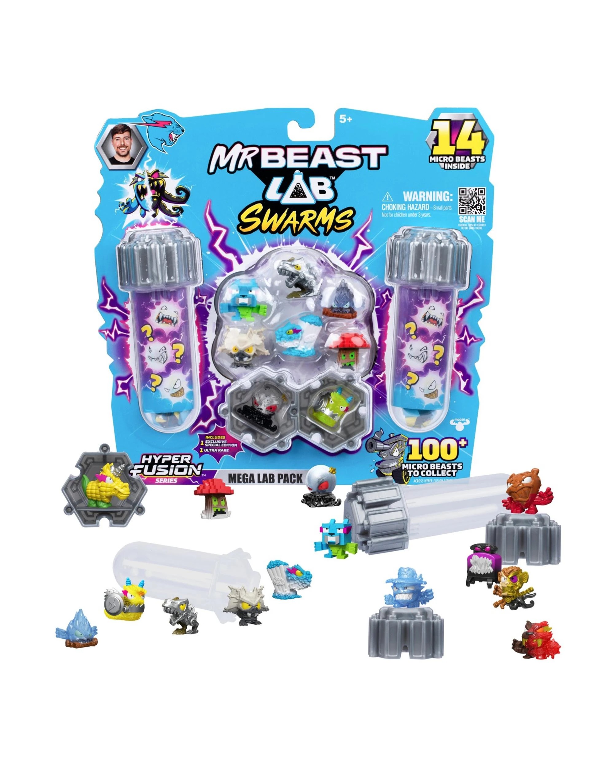 1 Mr Beast Lab Swarms Hyper Fusion Series Mega Lab 14 Figure Pack - Cybersaurus, 1 of 7