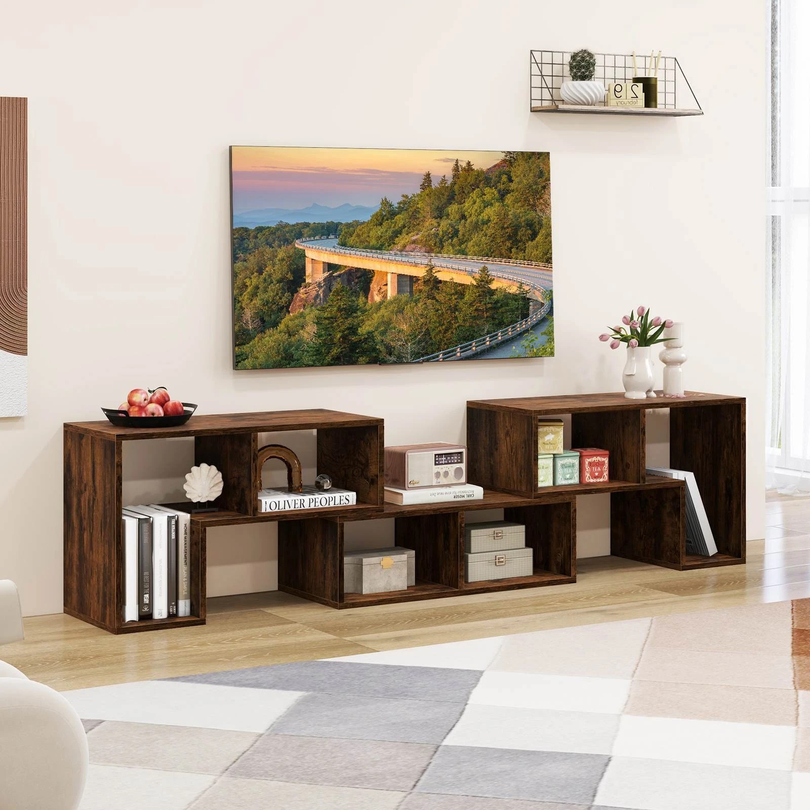3 Costway 3PCS Convertible Media Console Table TV Cabinet Entertainment Unit, 3 of 4