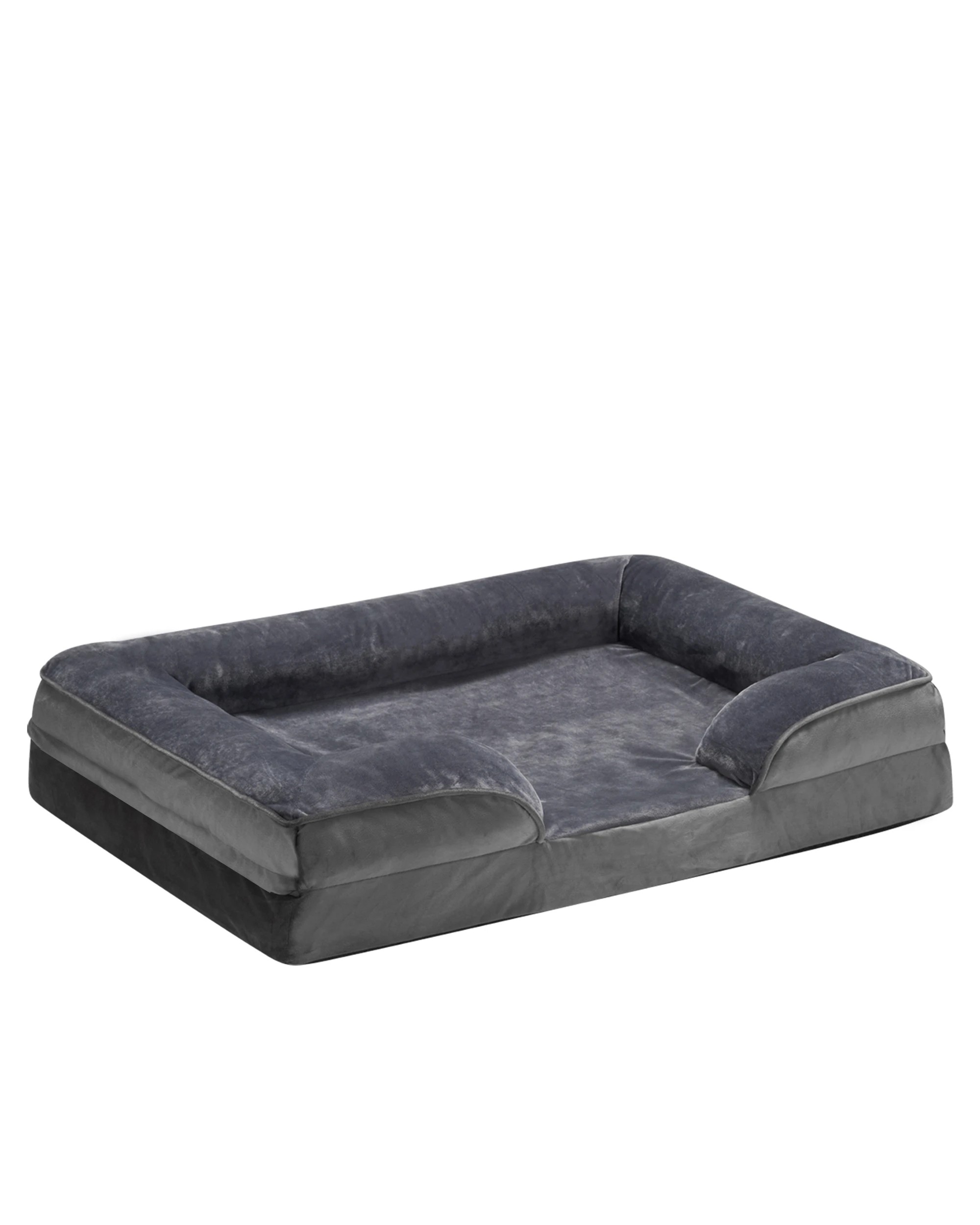 1 Petzly Dog Bed with Sides Egg-Crate Foam Removable Washable Cover Grey Medium, 1 of 7