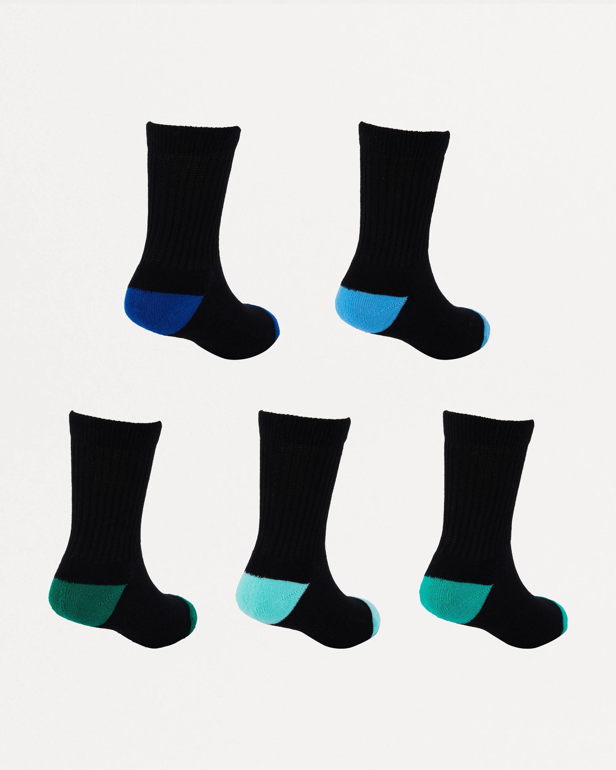2 5 Pack Active Kids Crew Socks Blk Solid, 2 of 3