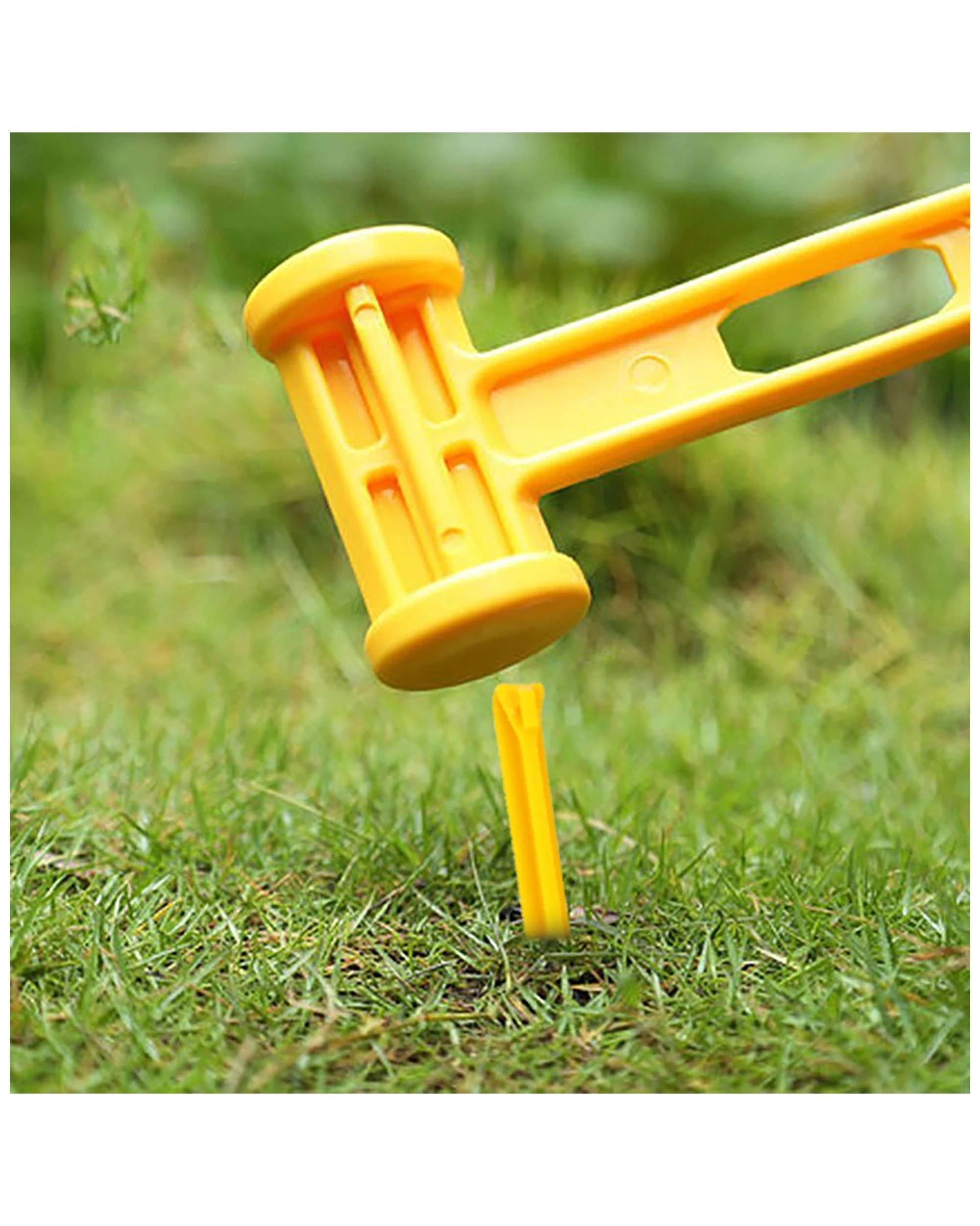 2 Wildtrak 7pc Plastic Pegs And Double Headed Mallet Set ABS Peg Remover - Yellow, 2 of 3