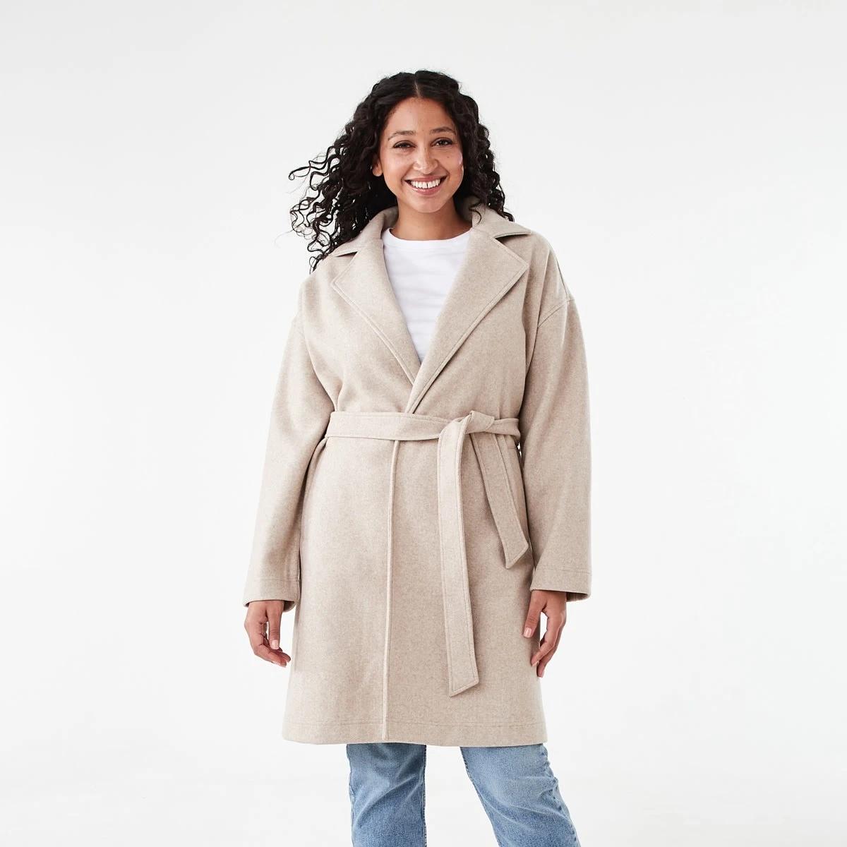 1 Oversized Coat with Belt Loml Marle, 1 of 9