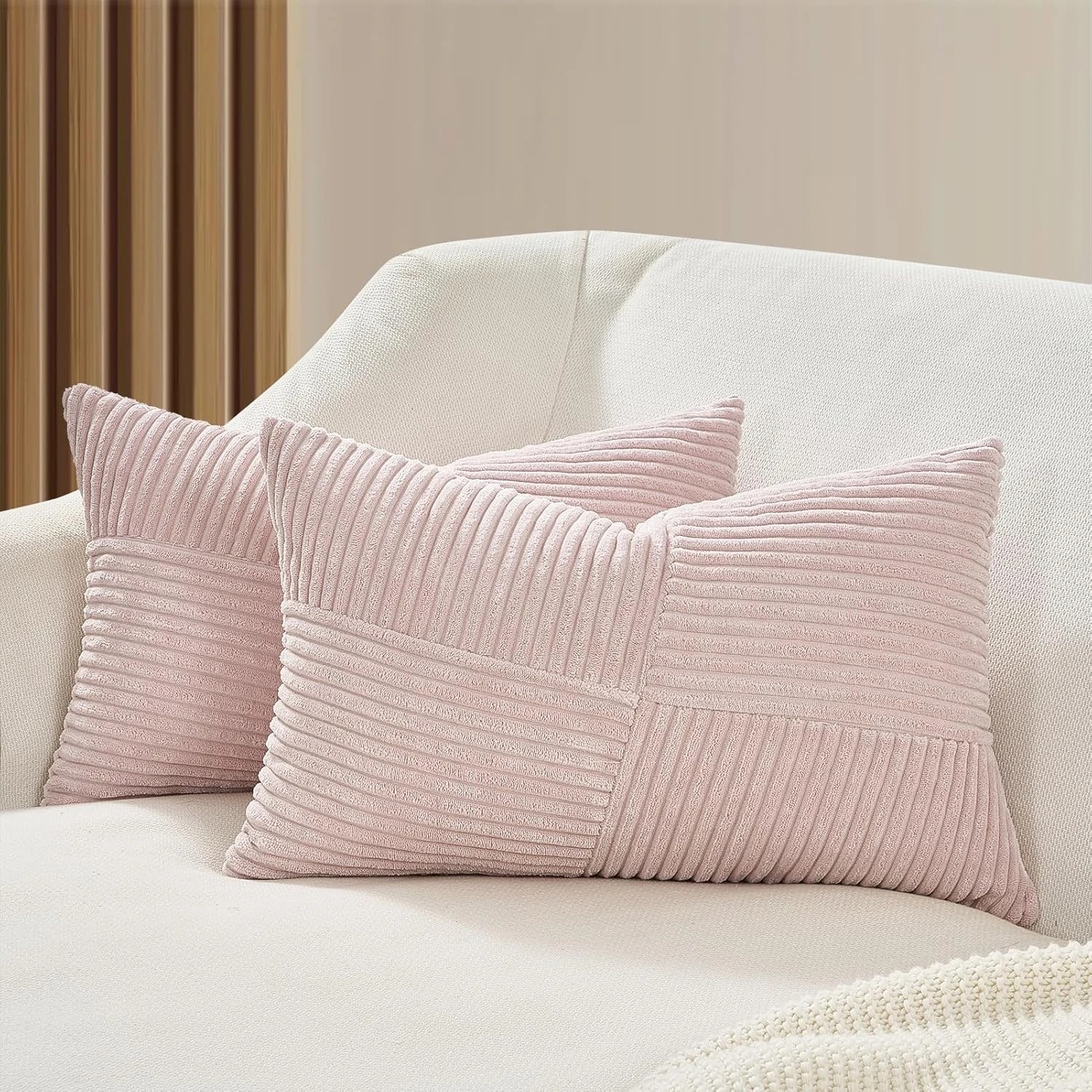 1 Gioia Casa 2-Pack Corduroy Windmill Inspired Cushion Covers 30x50cm - Pink, 1 of 2