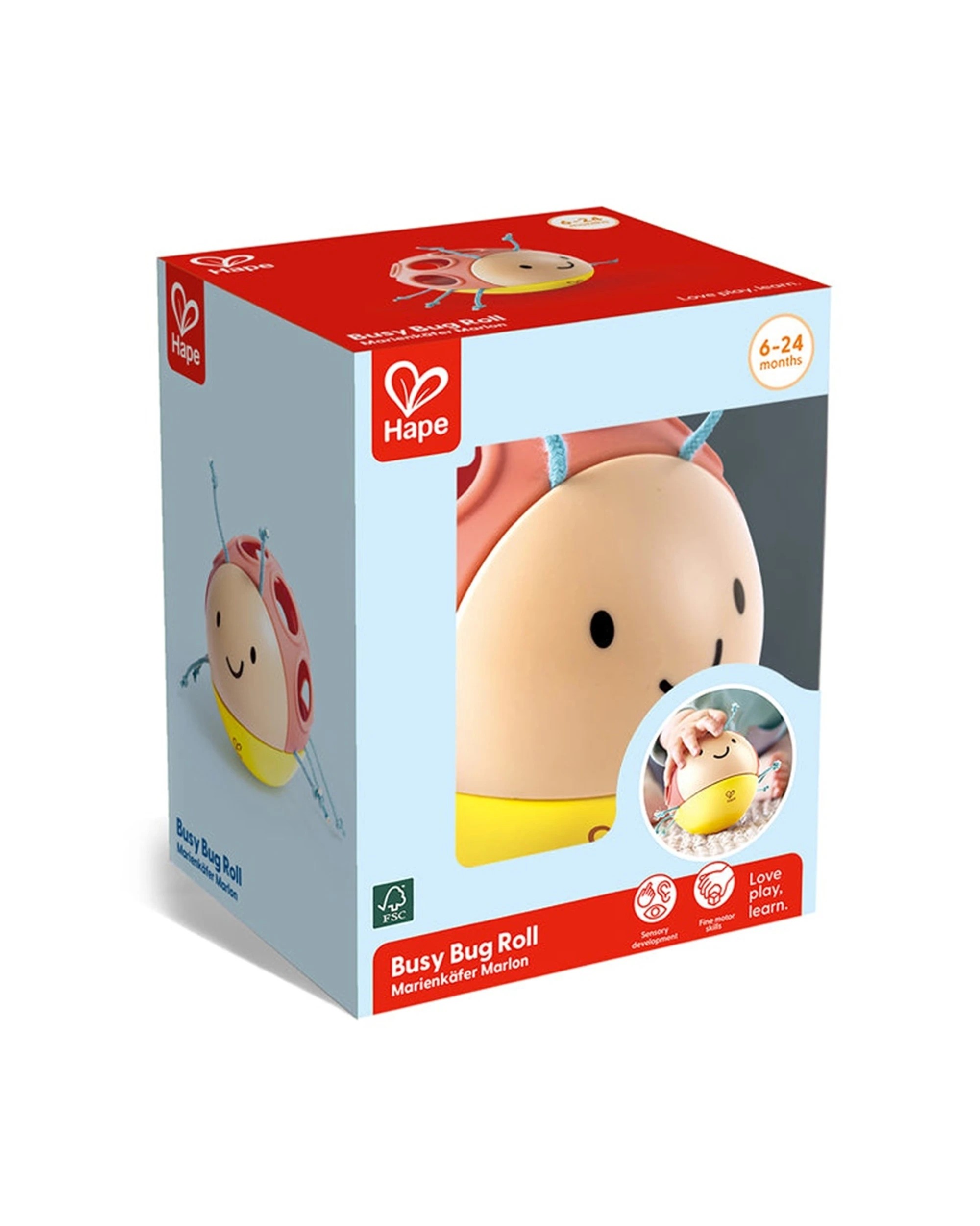 2 Hape Busy Bug Roll-FSC Silicone Soft Grasp Toy Kids 9x9x9cm - Multi, 2 of 4