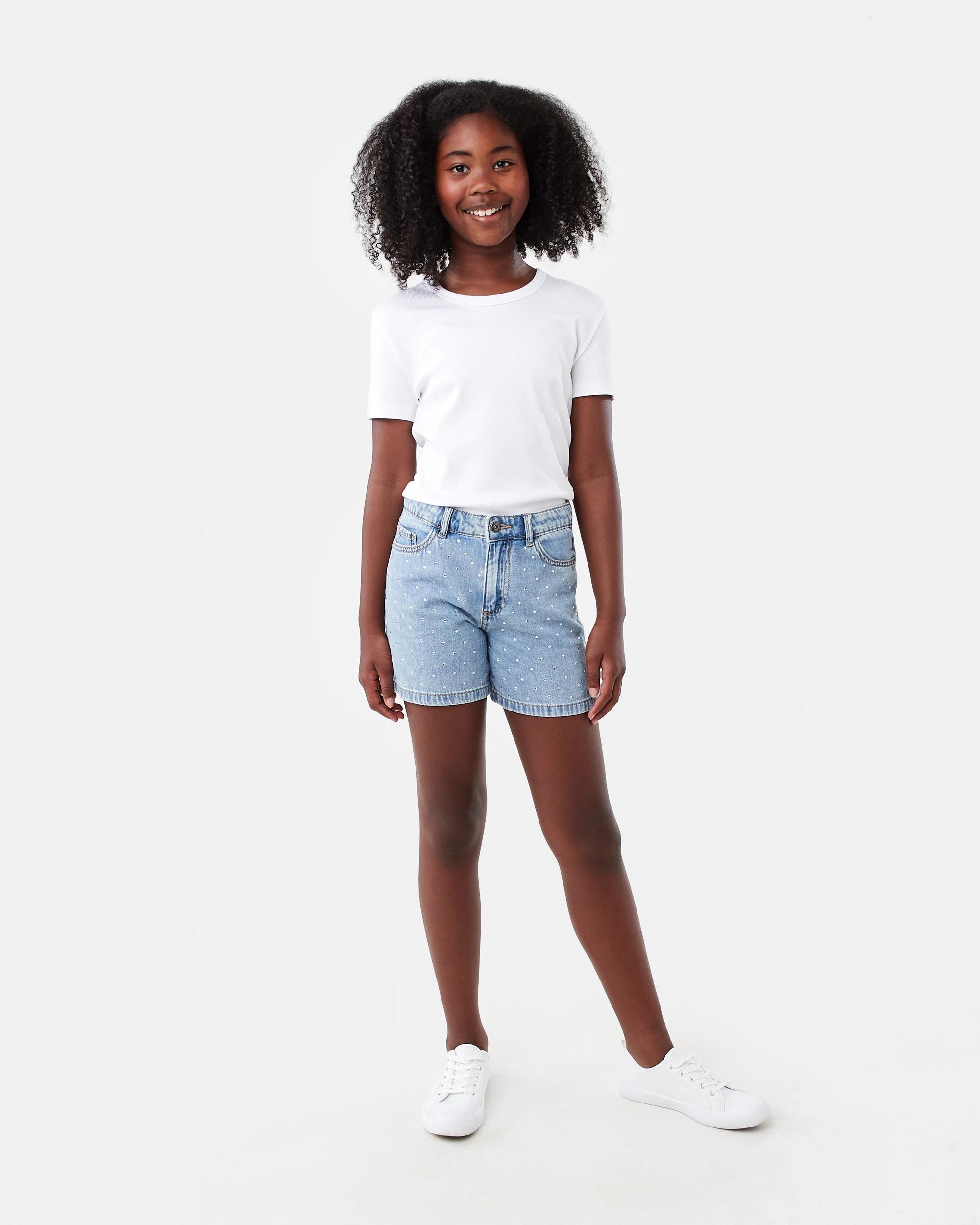 7 Diamante Denim Shorts Light Wash, 7 of 8