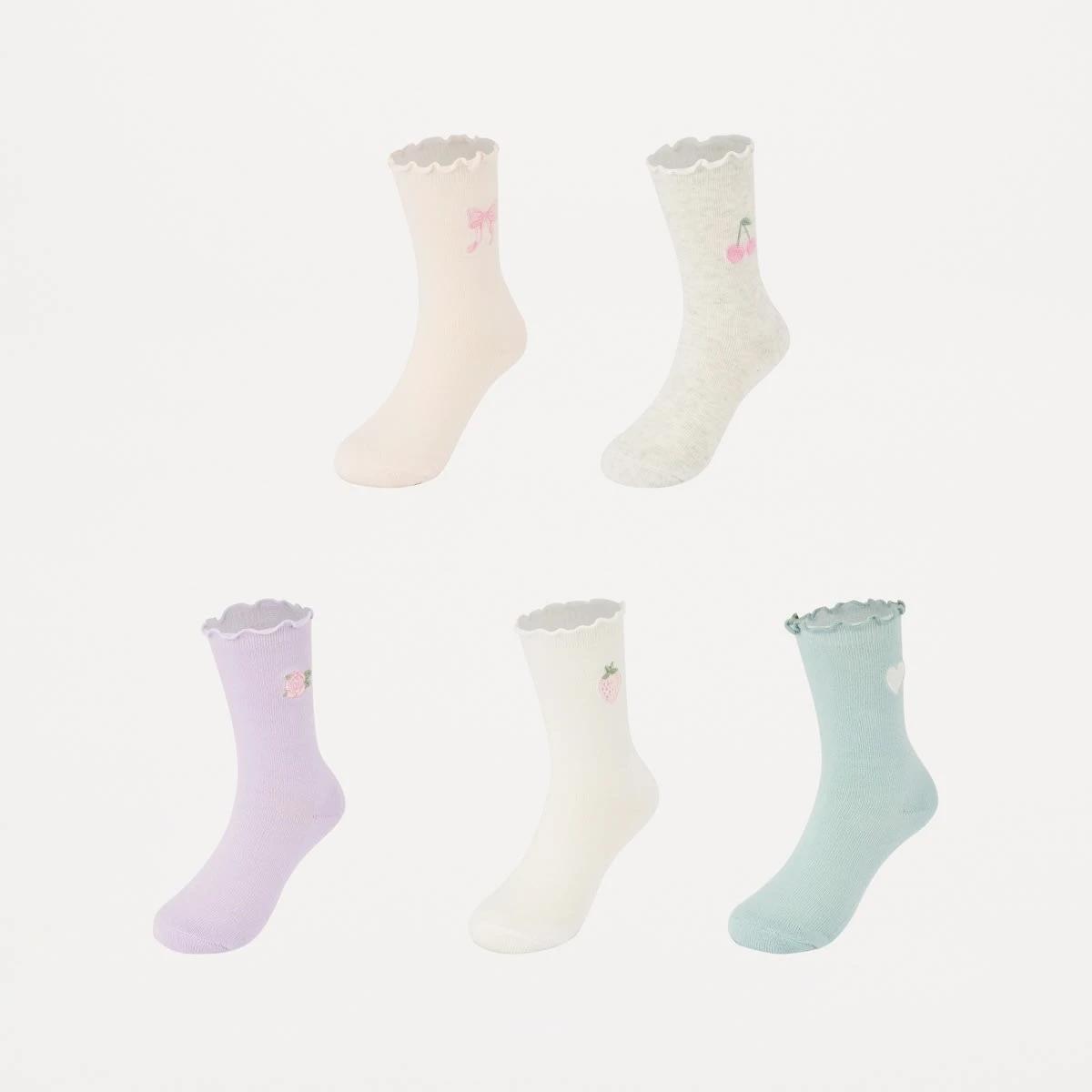 1 5 Pack Crew Socks PRETTY EMBROIDERY, 1 of 3