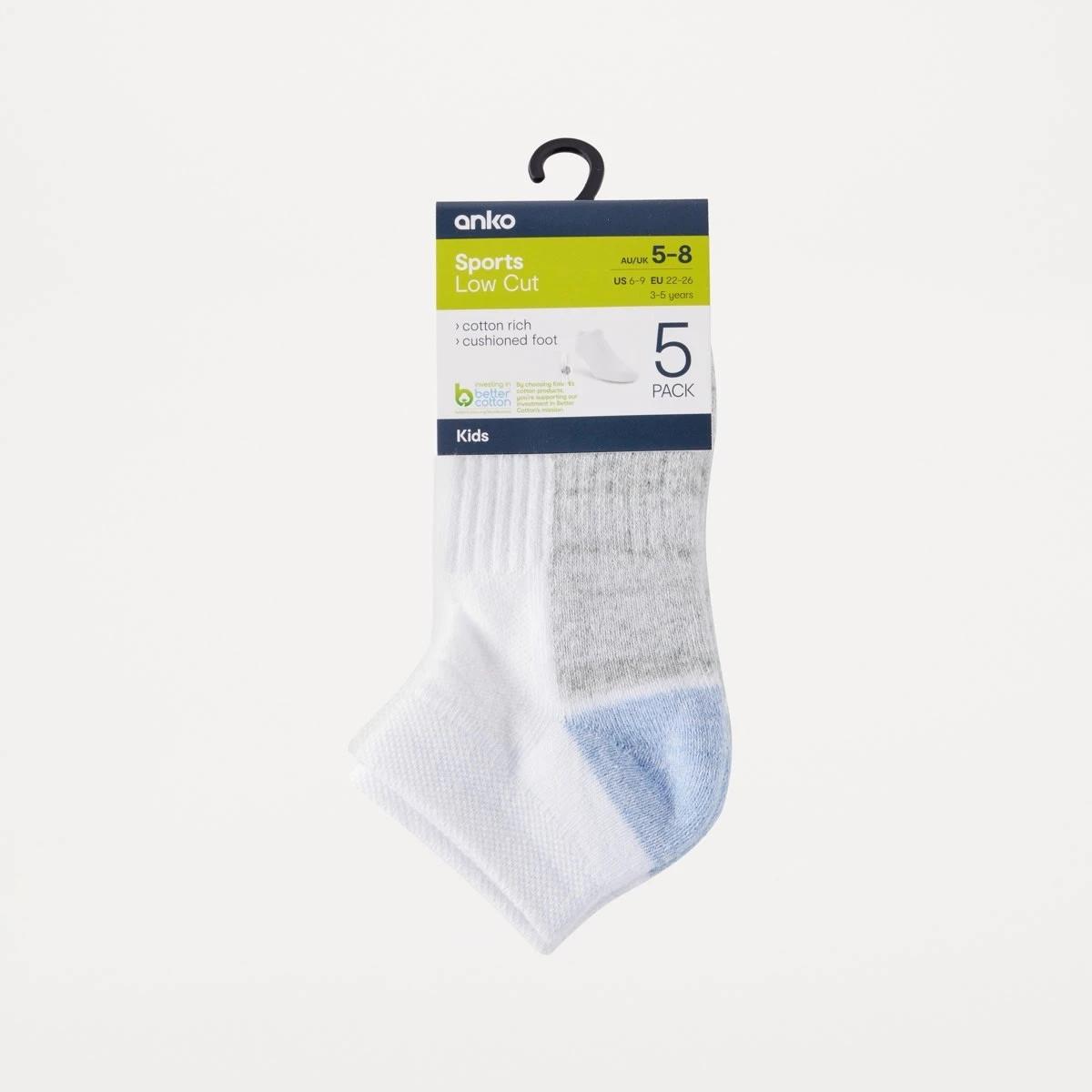 3 5 Pack Active Kids Low Cut Socks BLUES, 3 of 3