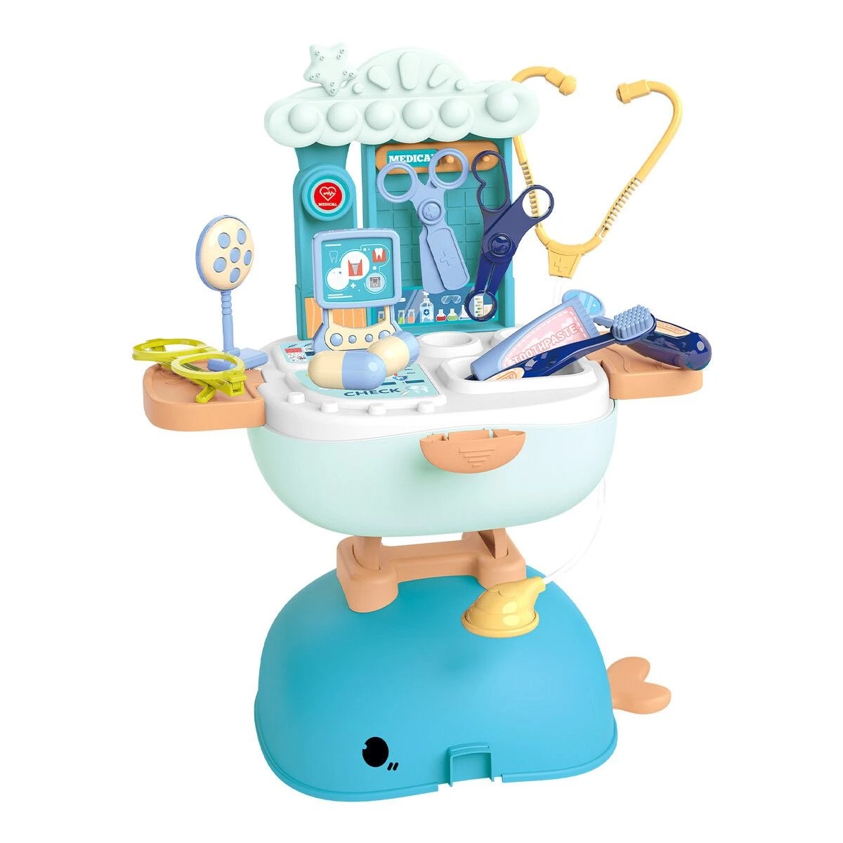 1 AUSWAY 4 In 1 Pretend Toy Doctor Kit Dentist Medical Tools Work Bench, 1 of 6