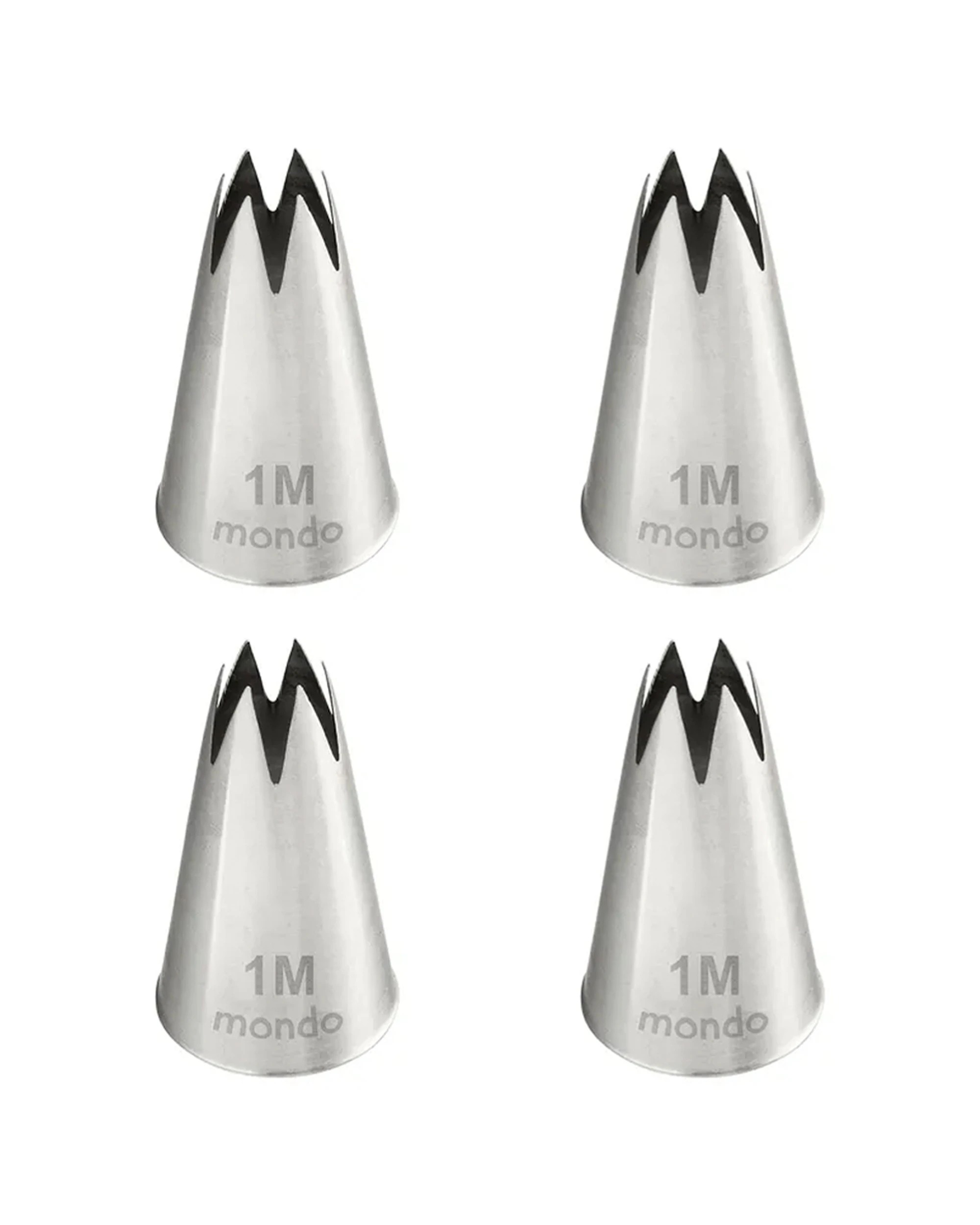 1 Mondo 4pk Stainless Steel Open Star Piping Tip Food-Grade Durable - Silver, 1 of 3