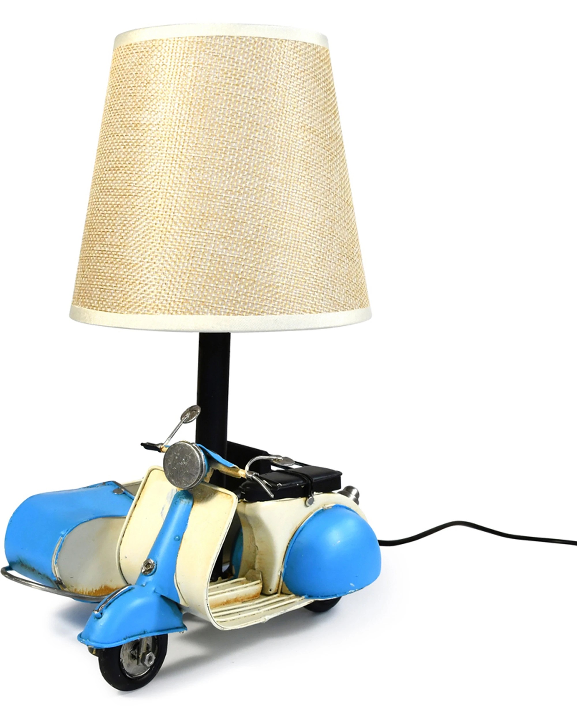 3 Auto Petit USB LED Lamp Scooter & Sidecar Home Decor 18x26cm - Blue, 3 of 6