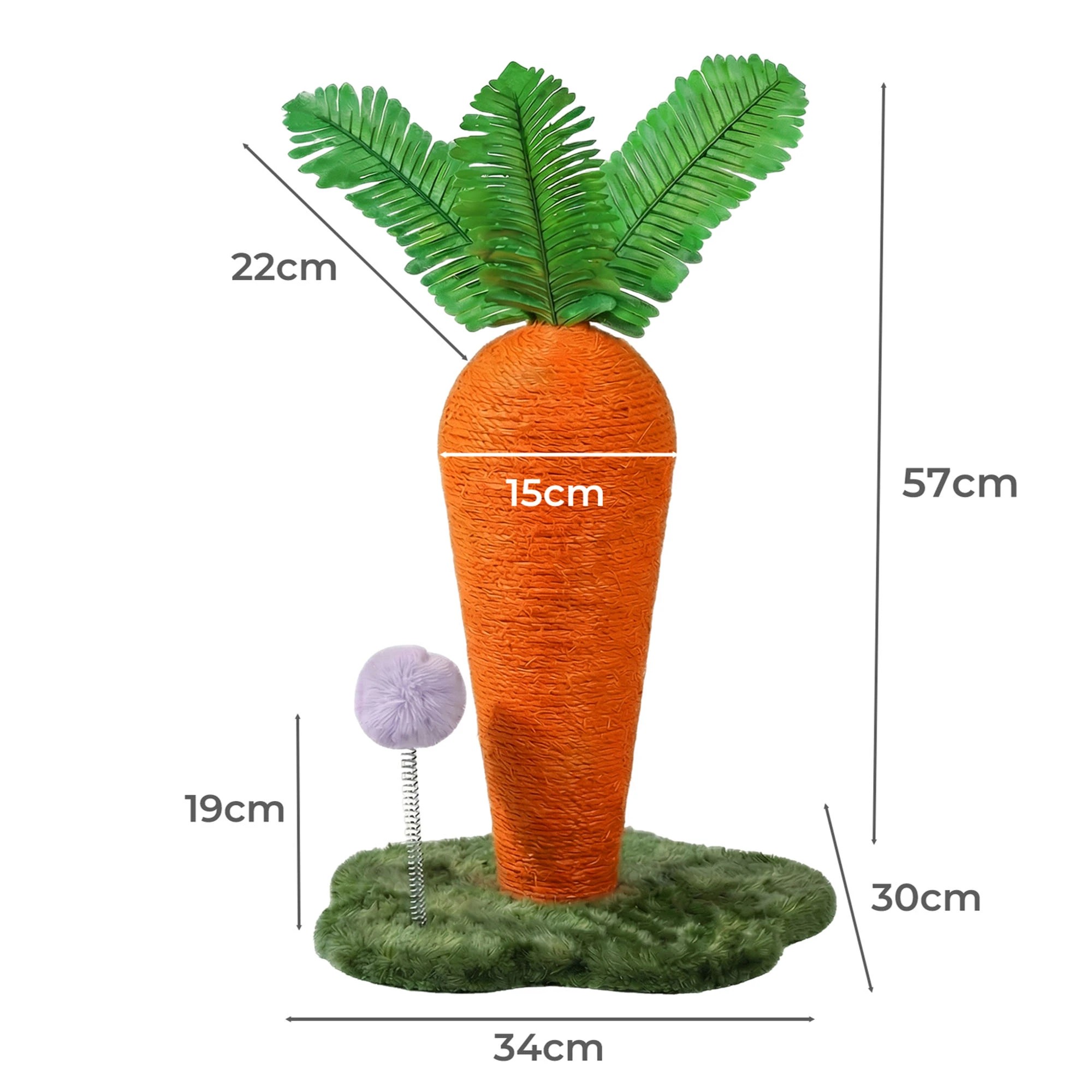 3 Pawz Cat Scratching Post Cute Carrot - Orange, 3 of 9