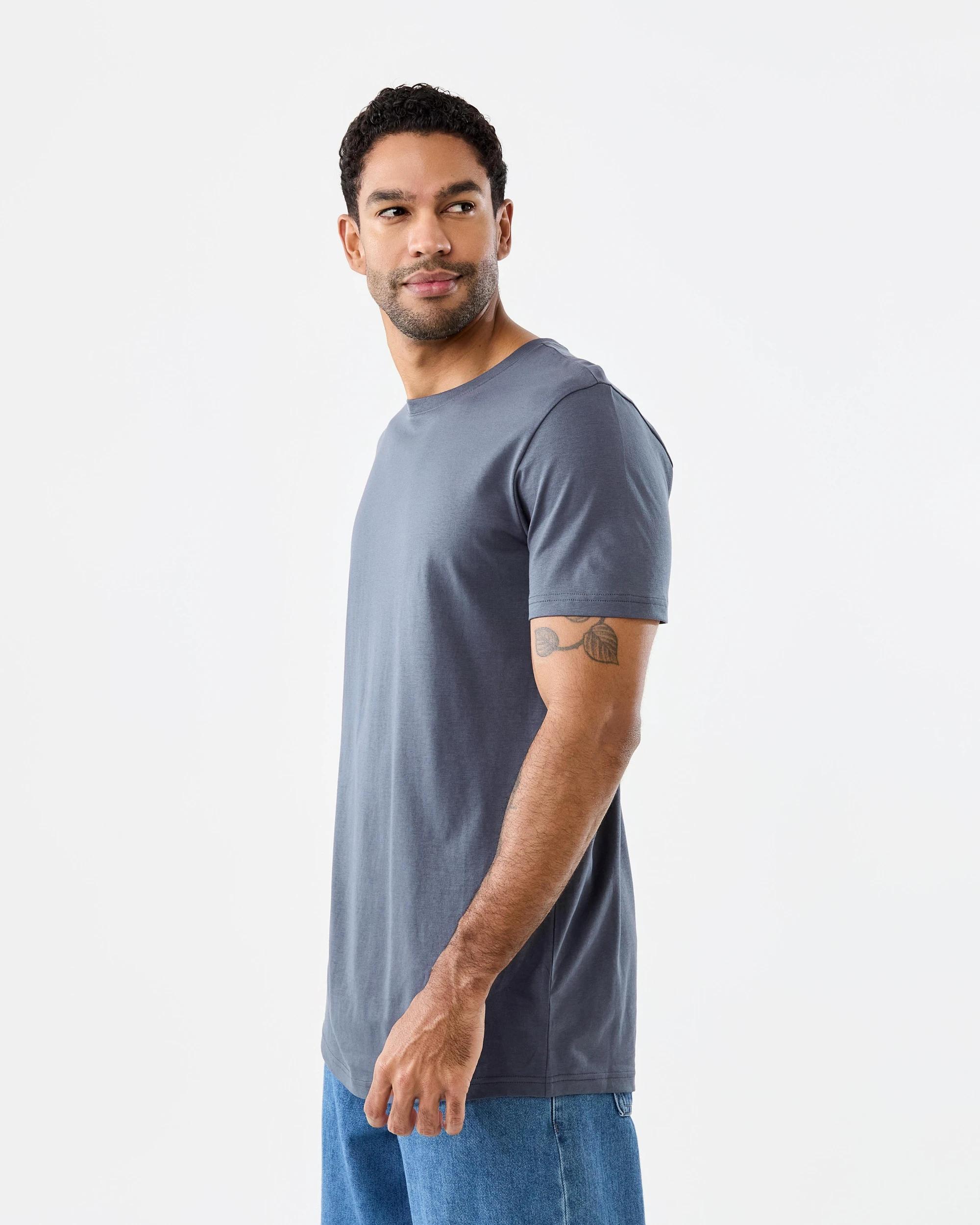 2 Cotton Longline T-shirt Blu Ombre, 2 of 6