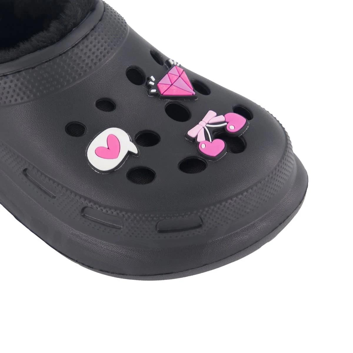 4 Senior Faux Fur Lined Clogs Black, 4 of 4