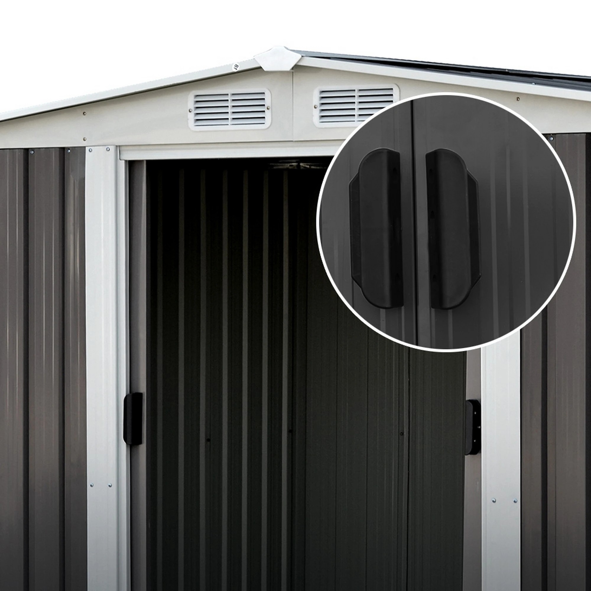 6 Giantz Garden Shed Sheds Outdoor Storage Workshop Metal Shelter Sliding Door - Grey, 6 of 8
