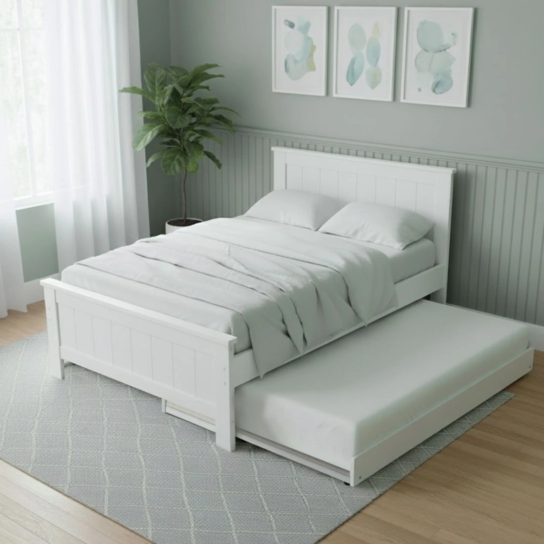 6 Artiss King Single Bed Frame and Bedside Table - White, 6 of 9