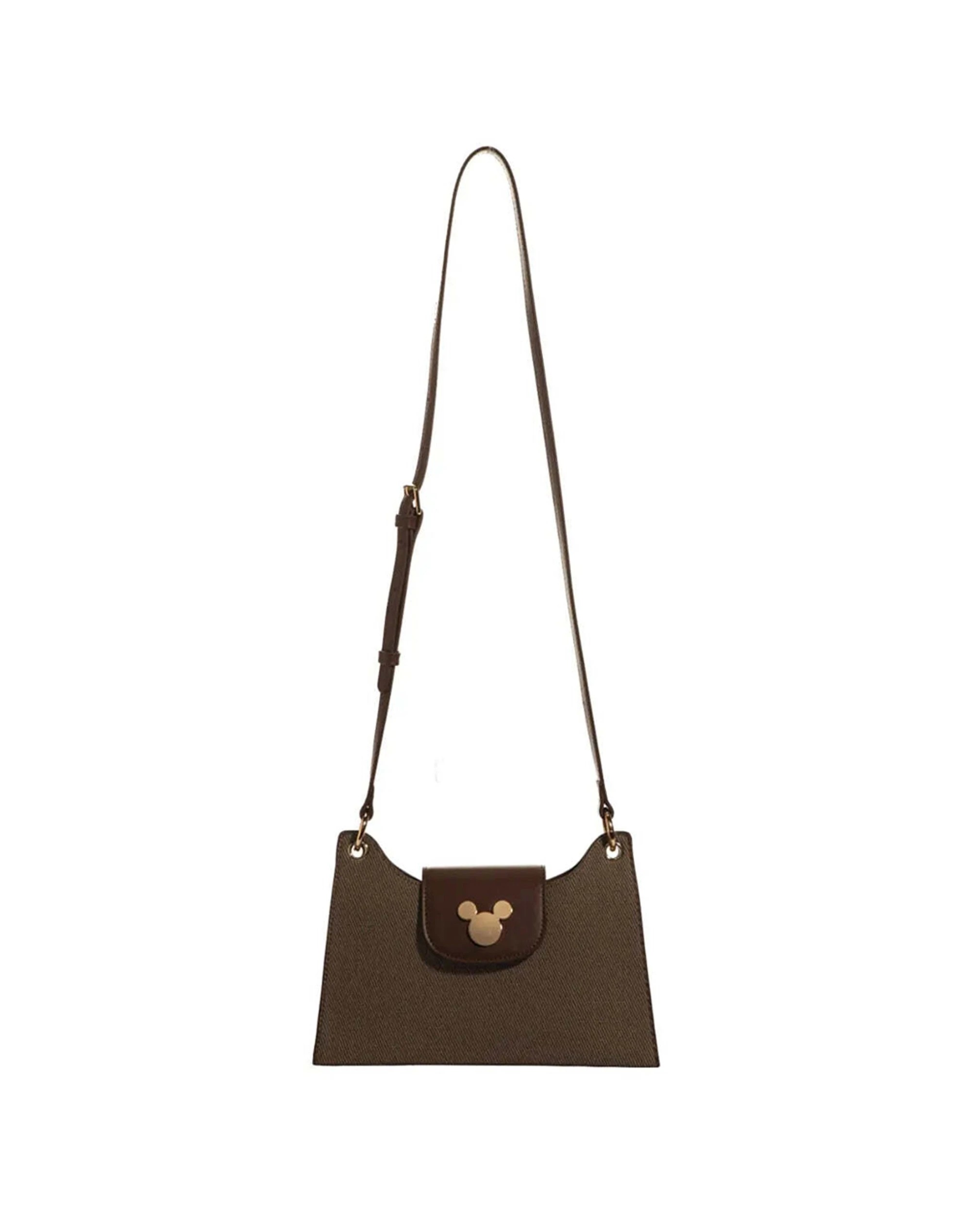 3 Disney Mickey Canvas Satchel Handbag Classic Character Compact PVC Braid - Brown, 3 of 6
