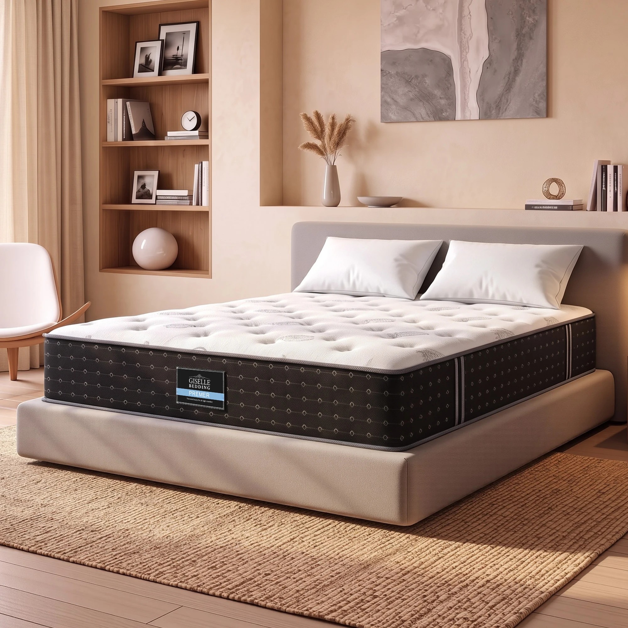 1 Giselle Bedding 35cm Reversible Spring Mattress Cashmere Cover Gel Foam Firm - Queen Bed - Multi, 1 of 10