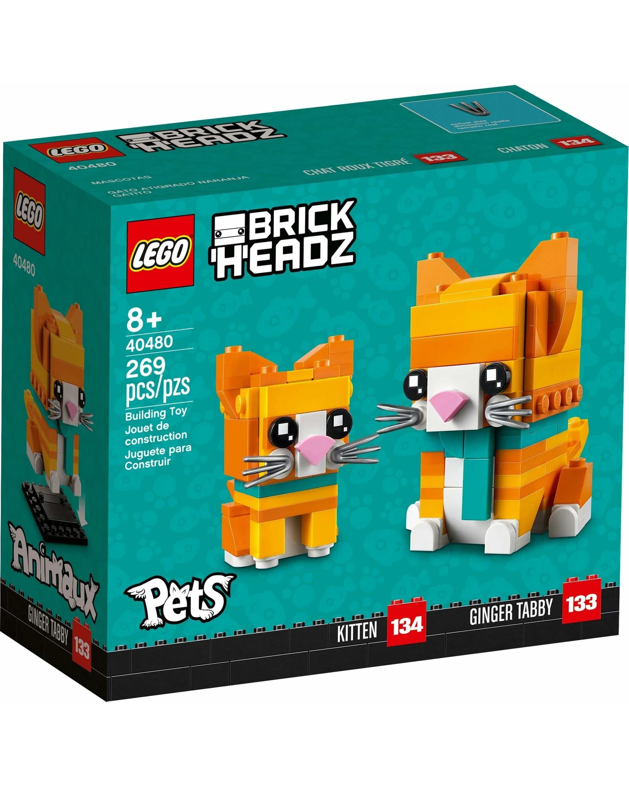 1 LEGO 40480 Ginger Tabby Cat & Kitten BrickHeadz Set, 1 of 4