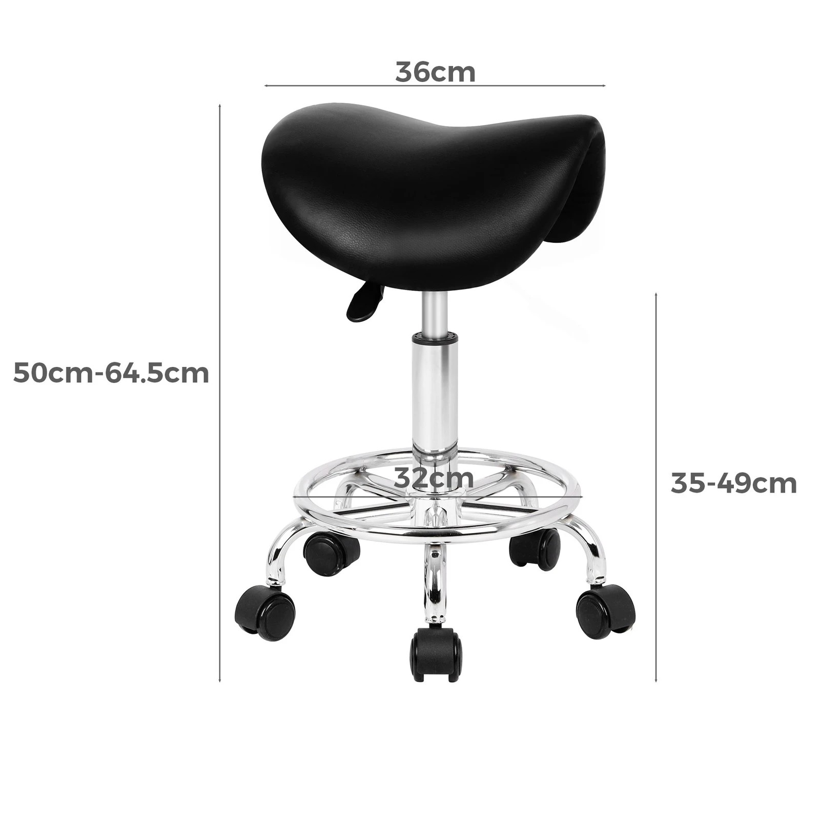 8 Alfordson Salon Stool Saddle Swivel Barber Hair Dress Chair Sierra - Black, 8 of 8