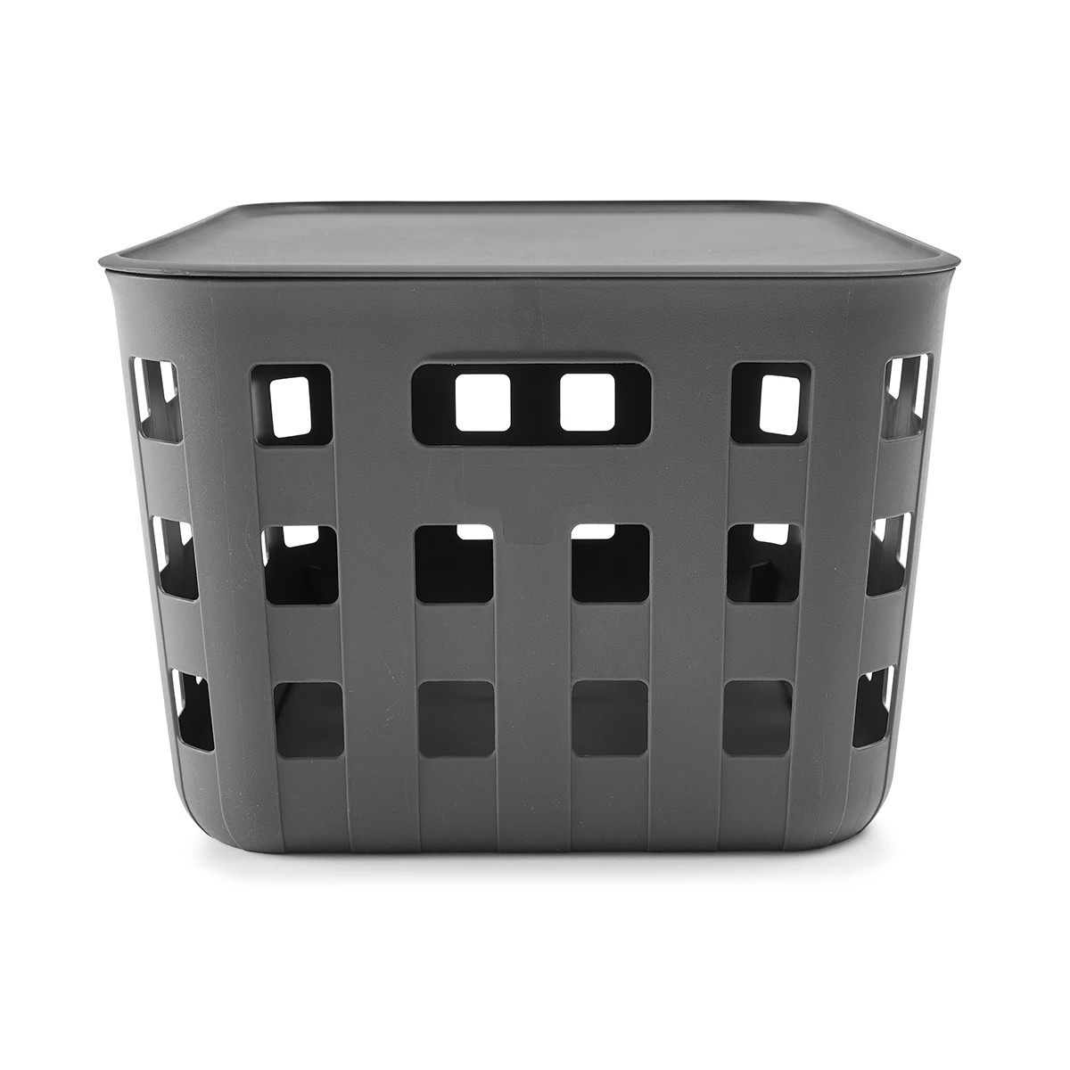 3 28L Rectangle Trellis Basket with Lid - Charcoal, 3 of 9