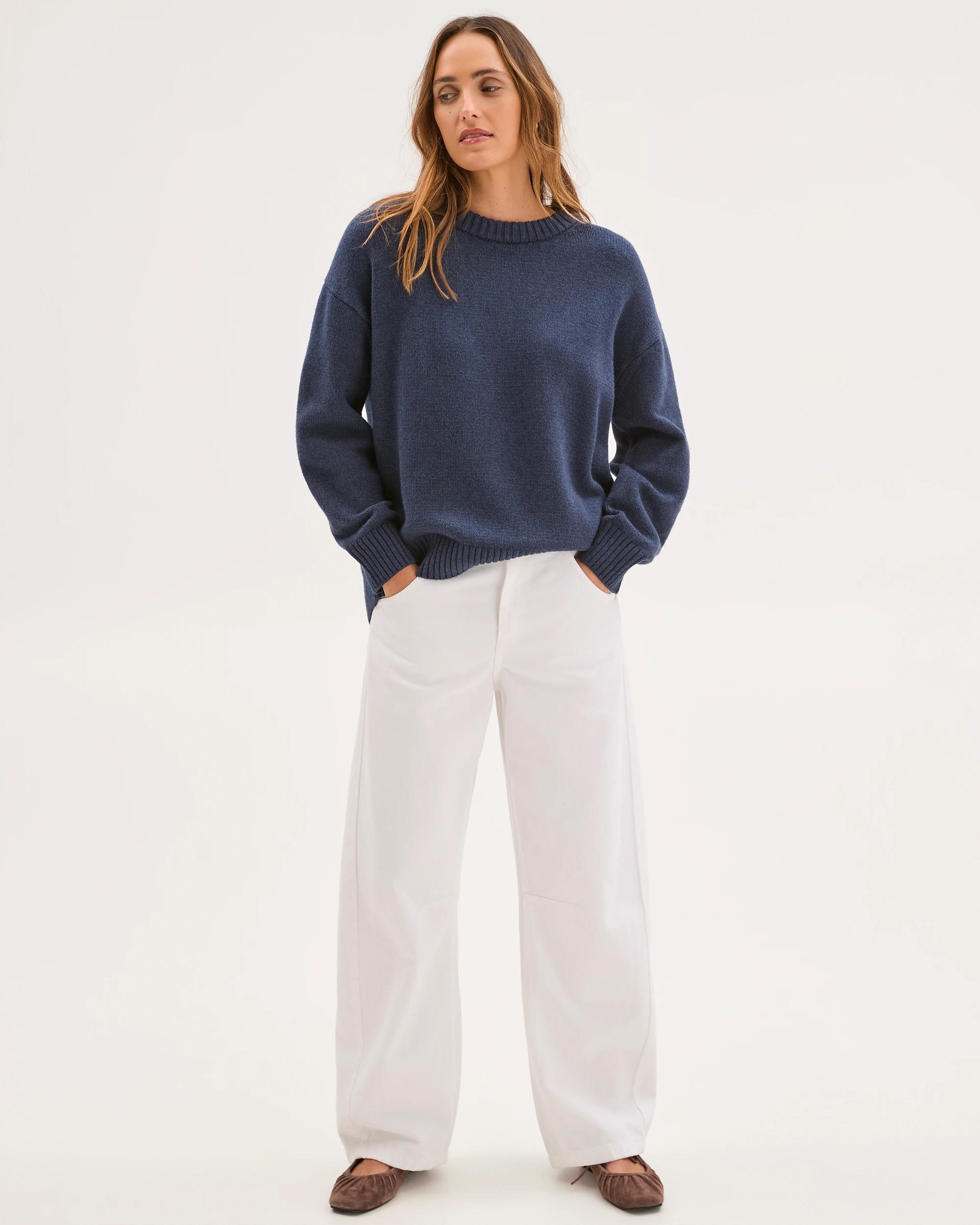 3 Target Woman Australian Cotton Blend Oversized Jumper NAVY, 3 of 7