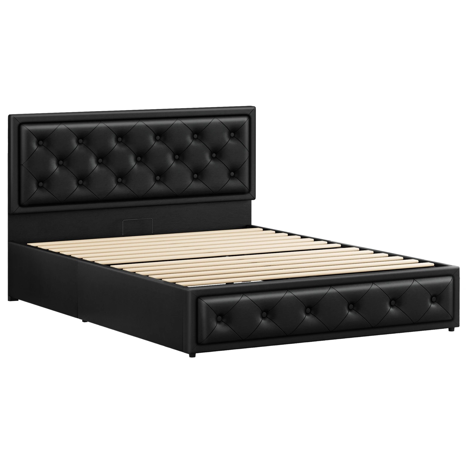 10 Alfordson Bed Frame Queen Size Gas Lift Storage Mattress Base Leather Dinana - Black, 10 of 10