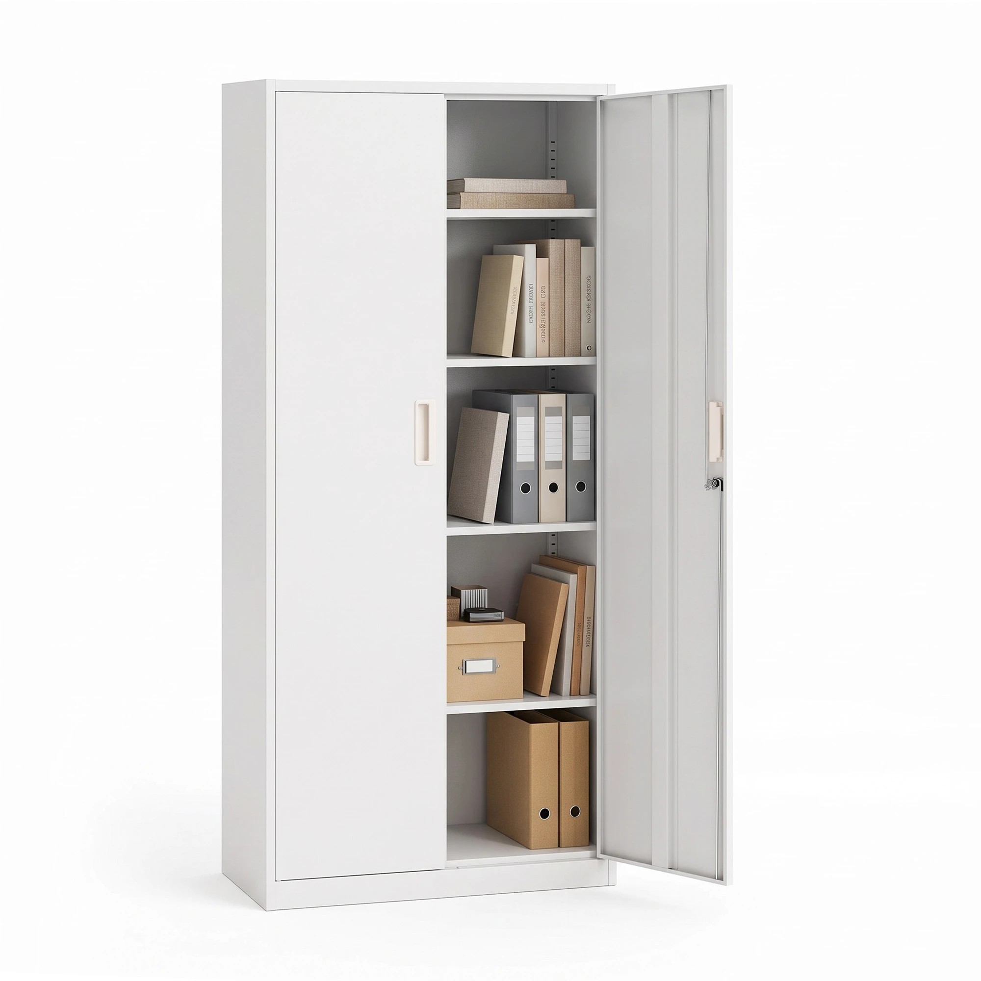 1 Artiss 180cm Steel Locker Cabinet Metal Storage 4 Adjustable Shelves - White, 1 of 7